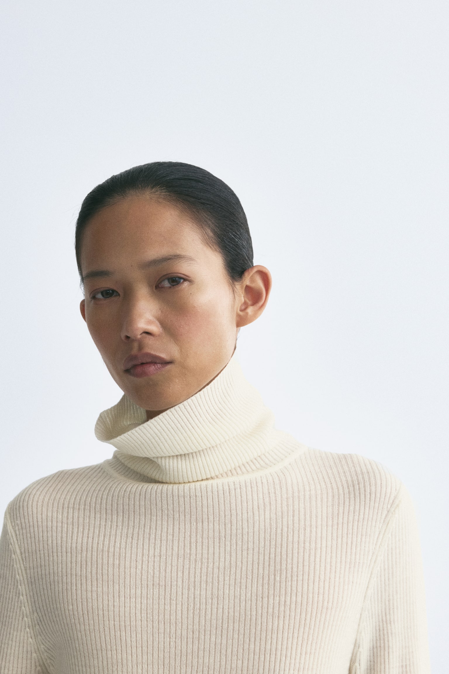 Женский топ H&M Turtleneck Merino Wool, цвет: Кремовый — фото 4