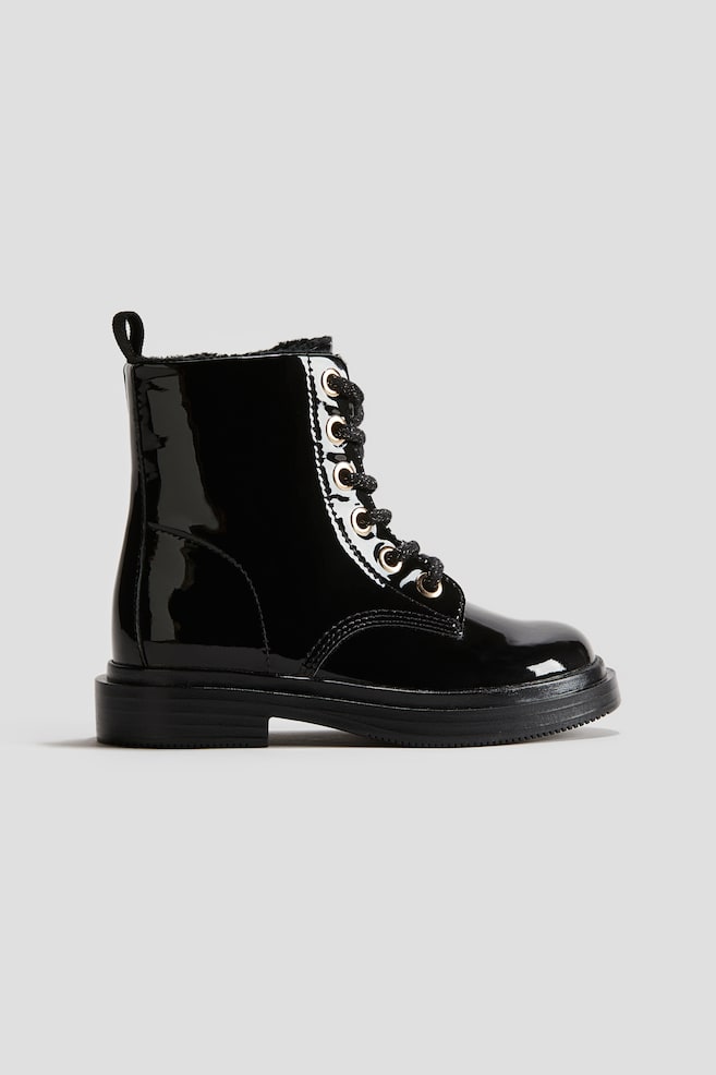 Bottines à lacets - Noir/Rose ancien clair - 1