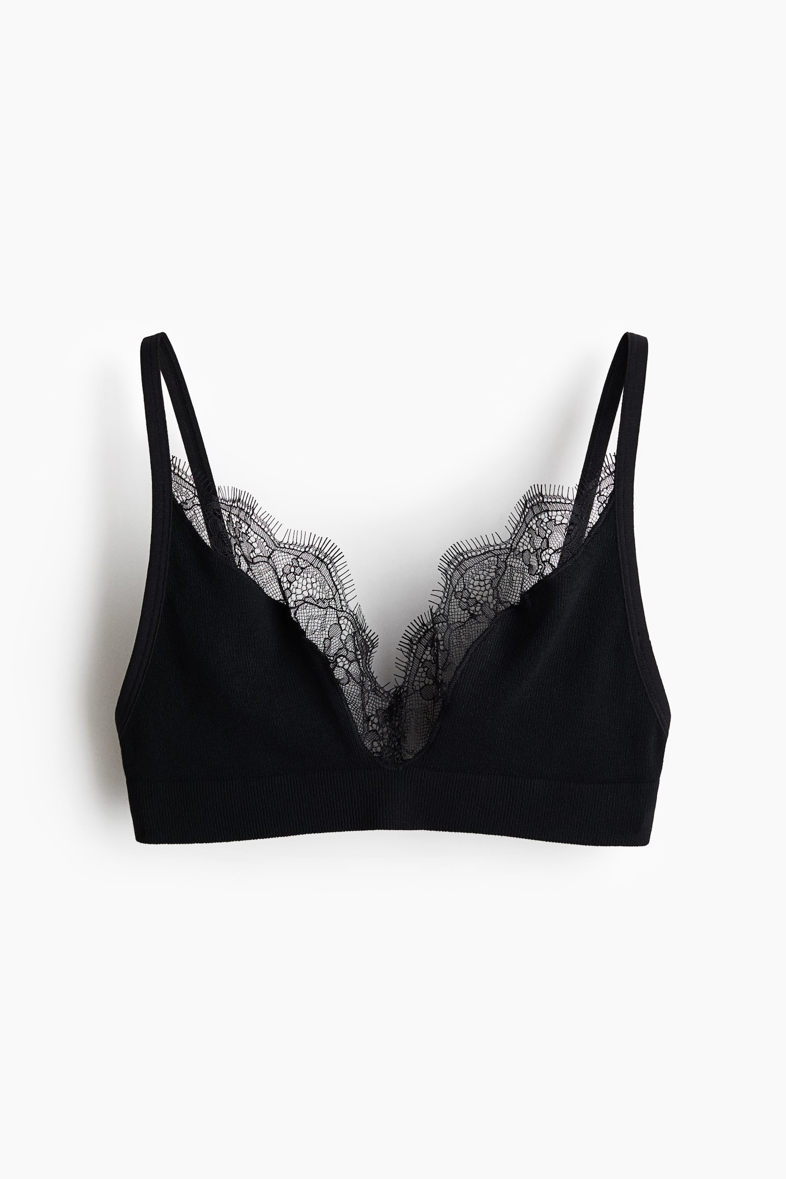 Lace-trimmed soft bra - Black - 1