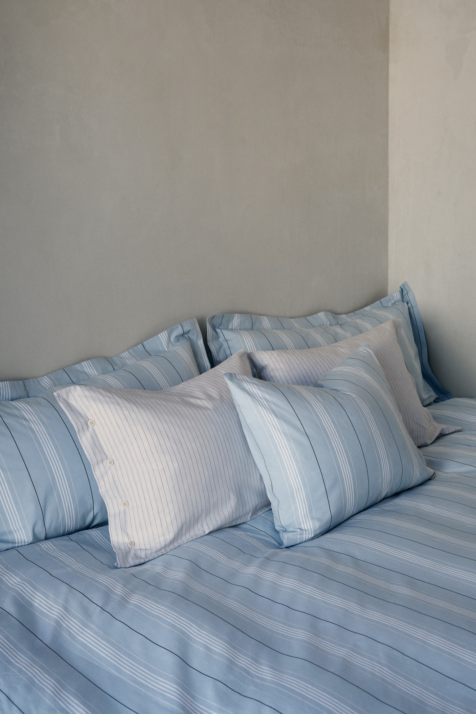 סט ציפה וציפיות זוגי/קינג סייז מפרקל כותנה - תכלת/פסים/ירוק/פסים/ורוד בהיר/פסים - 5