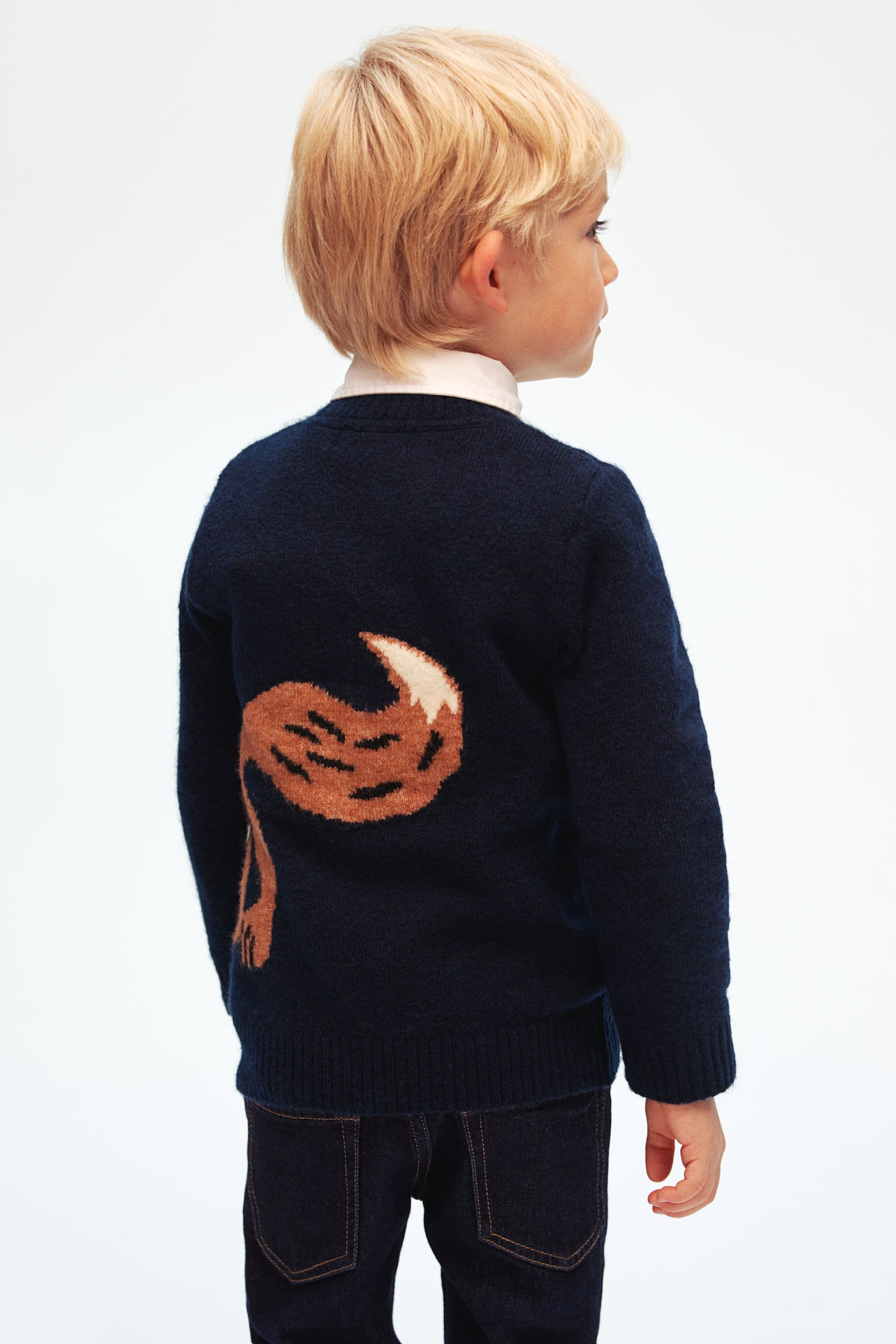 Jacquard-knit jumper - Navy blue/Fox/Green/Christmas tree/Light beige/Reindeer/Brown/Bear - 4