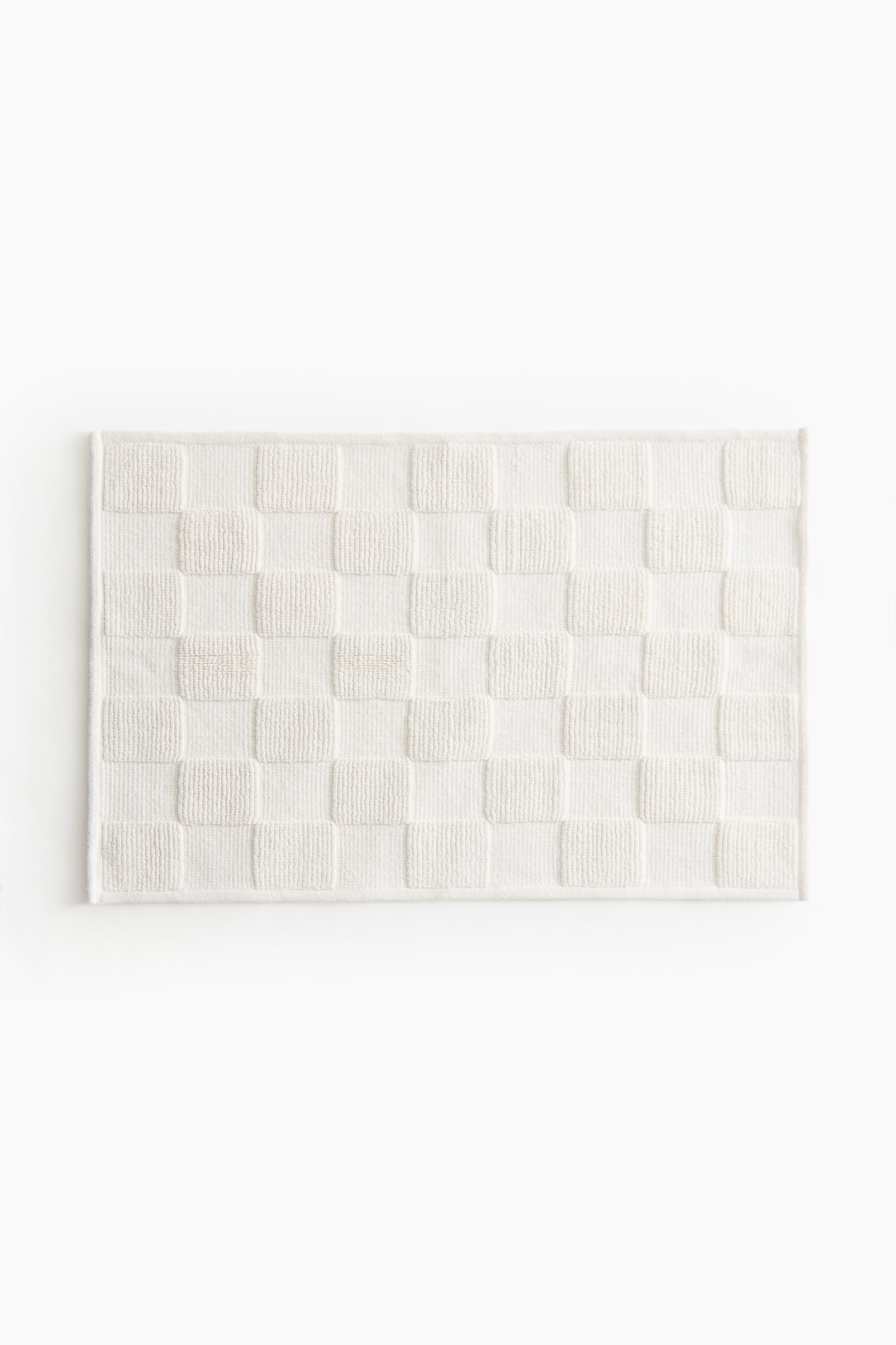 Checked bath mat - White/Light beige - 2