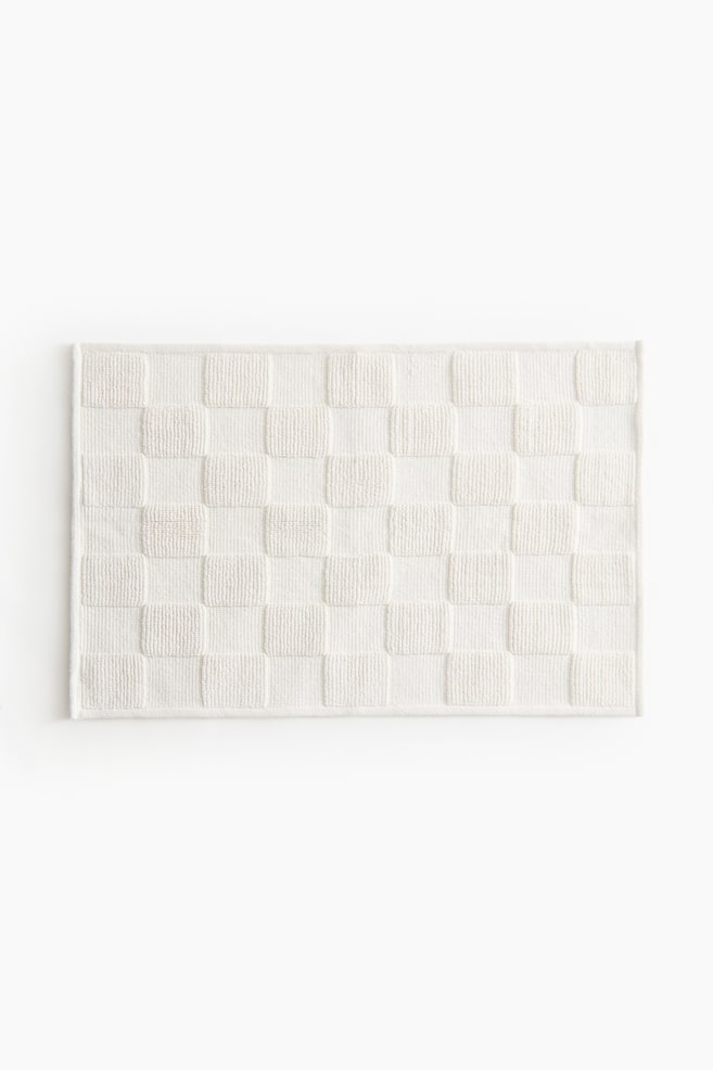 Tapis de bain à carreaux - Blanc/Beige clair - 1
