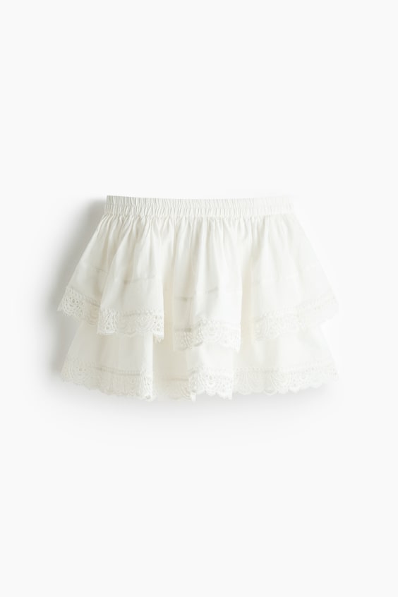 Женские юбки H&M Lace-Trimmed Tiered Skirt