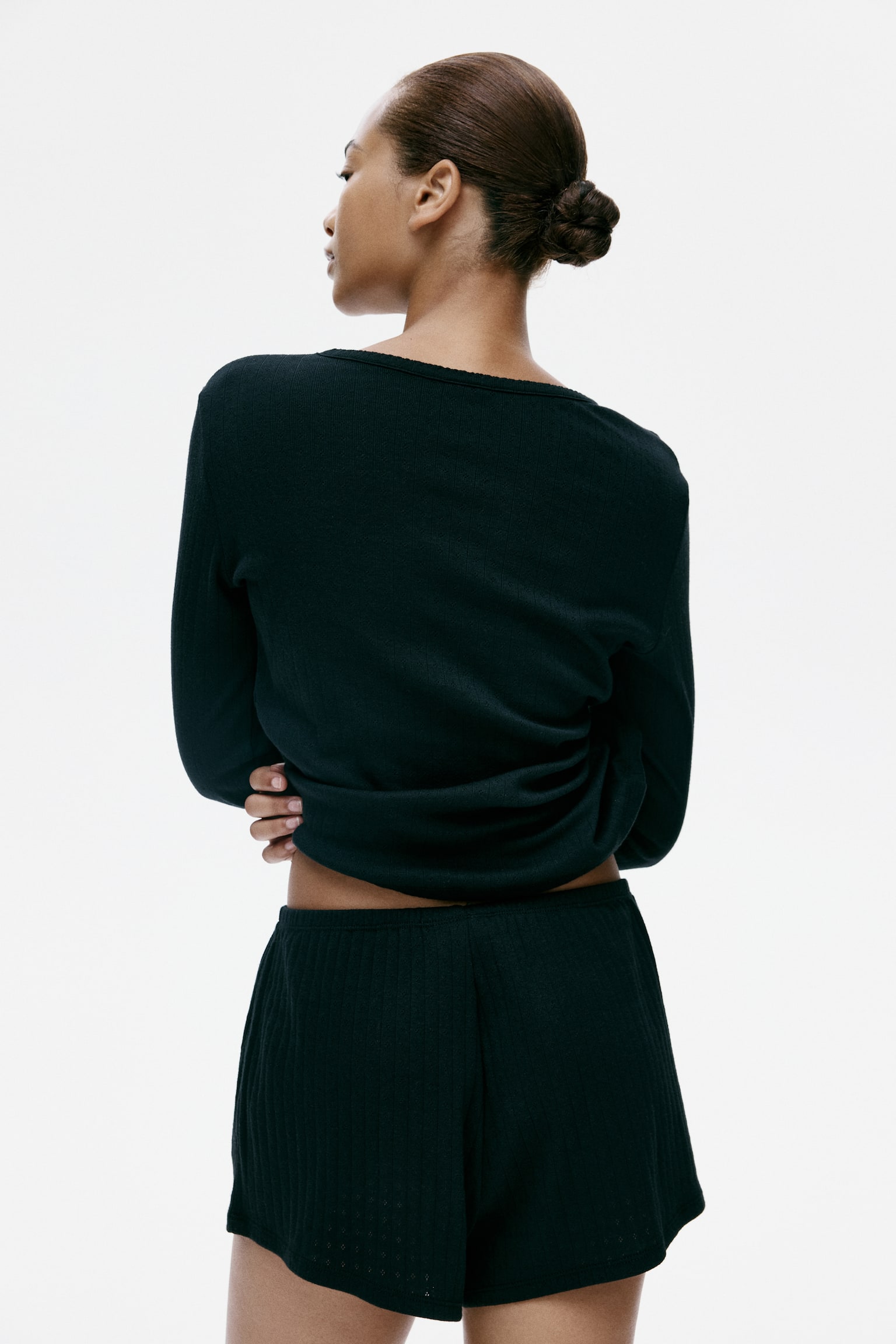 פיג'מה ג'רזי פוינטל - שחור/קרם/פרחוני - 6