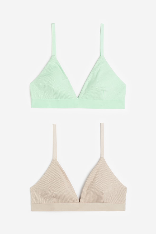 2-pack bra tops - Mint green/Beige/Black/White/Light blue/Floral/Light blue/Light pink/dc/dc/dc - 2
