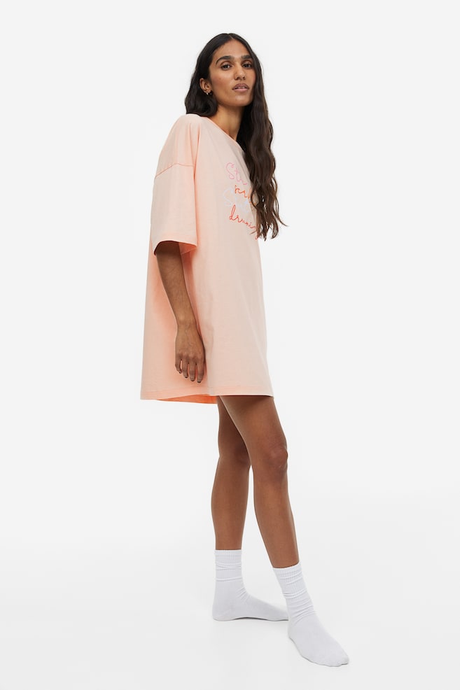 Cotton nightdress - Coral/Light green/Apples - 5