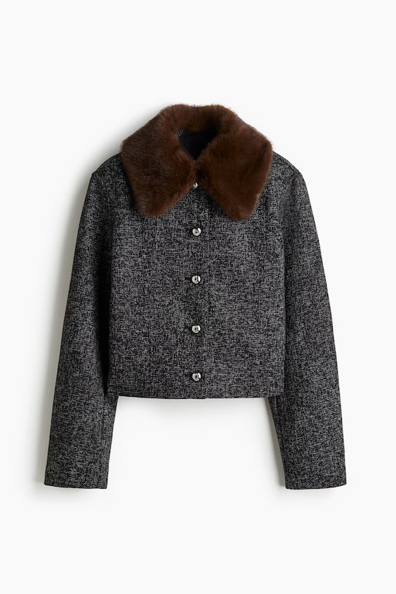 Женские куртки H&M Bouclé Jacket with Collar