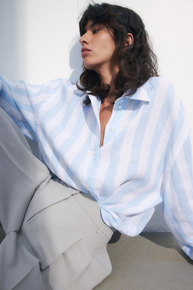 Linen shirt - Light blue/Striped - 5