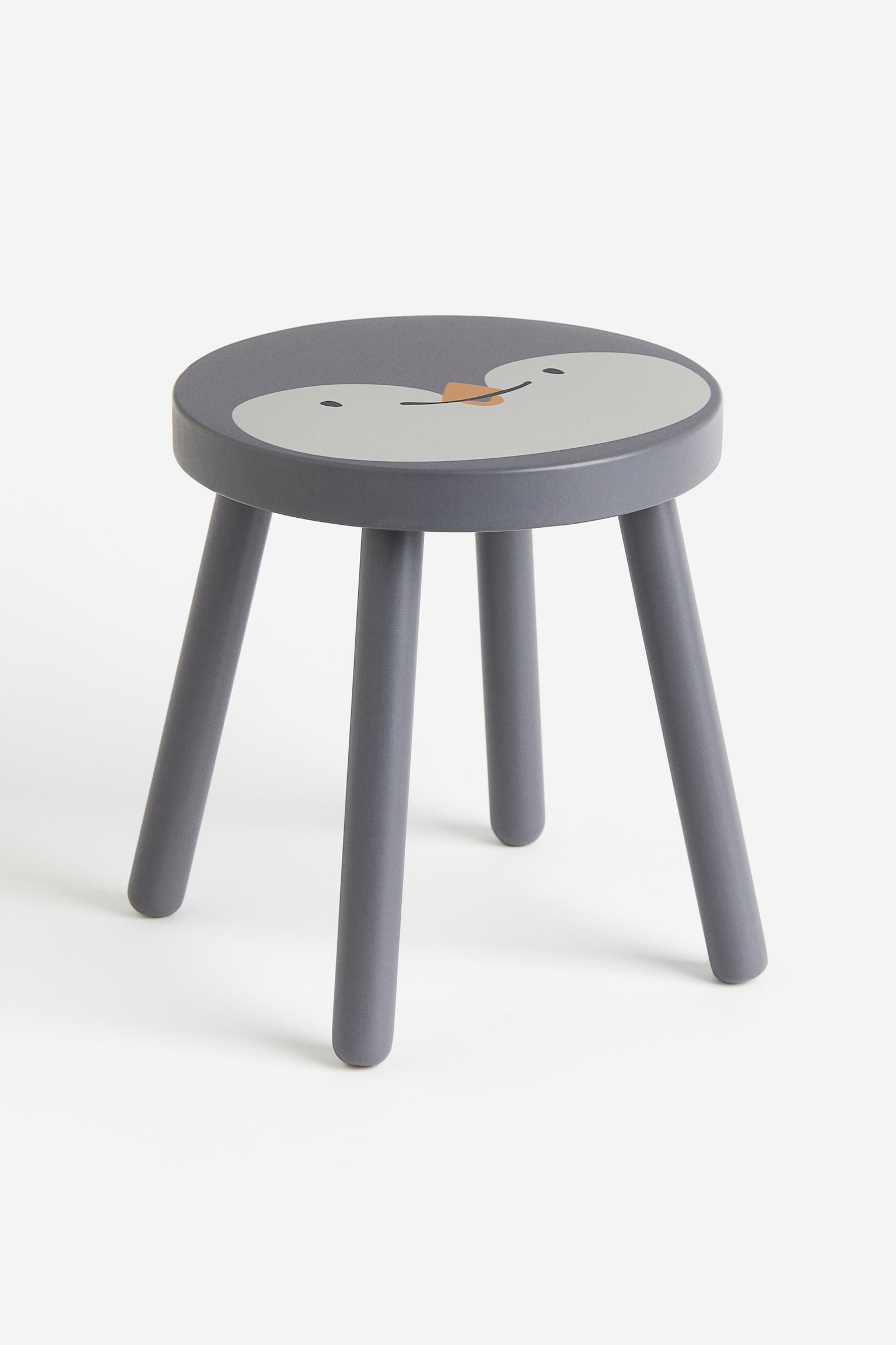 Children's stool - Dark grey/Penguin/Yellow/Lion - 1