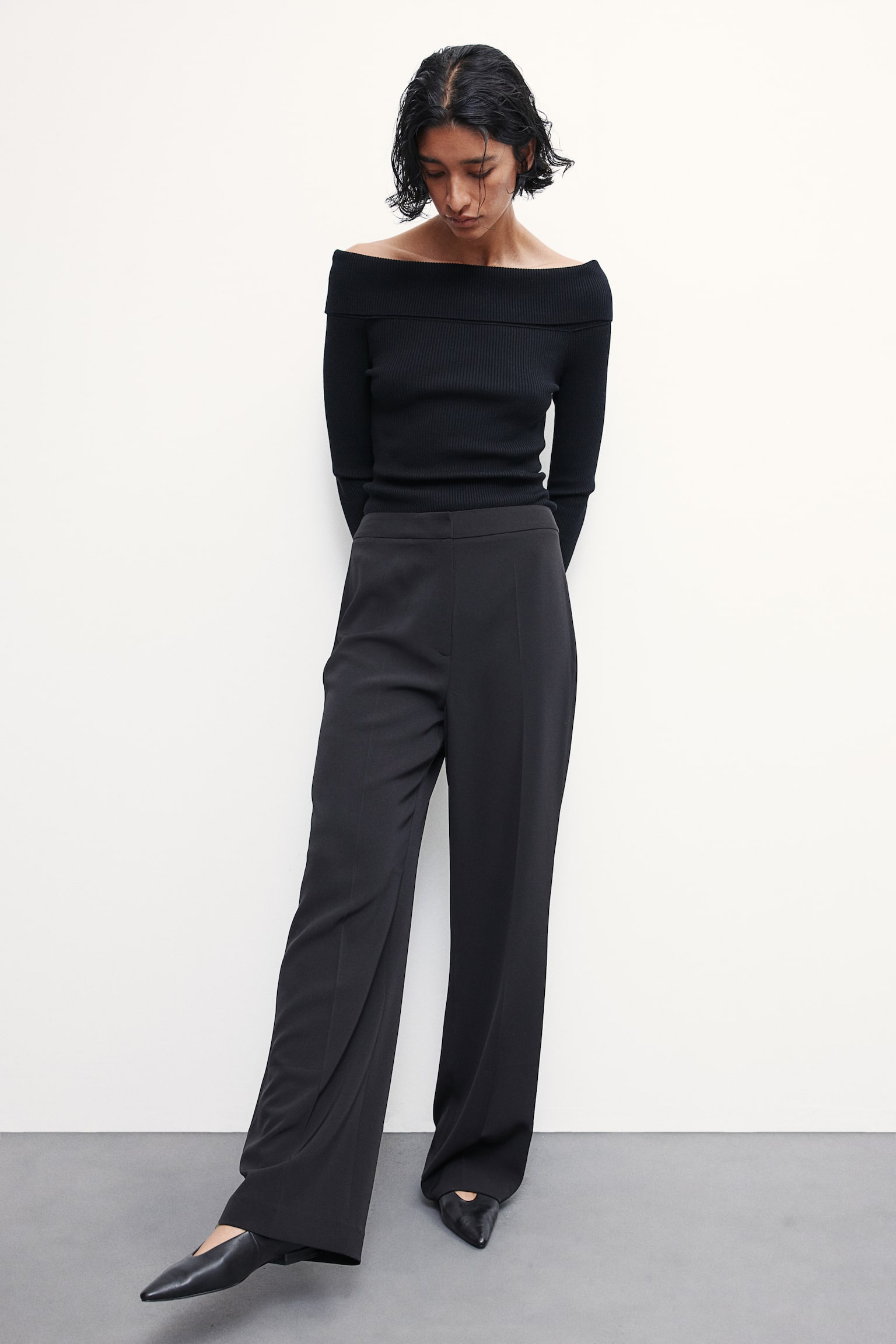 Wide trousers - Black/White/Navy blue/Burgundy/Navy blue/Beige/Dark khaki green/Beige - 4