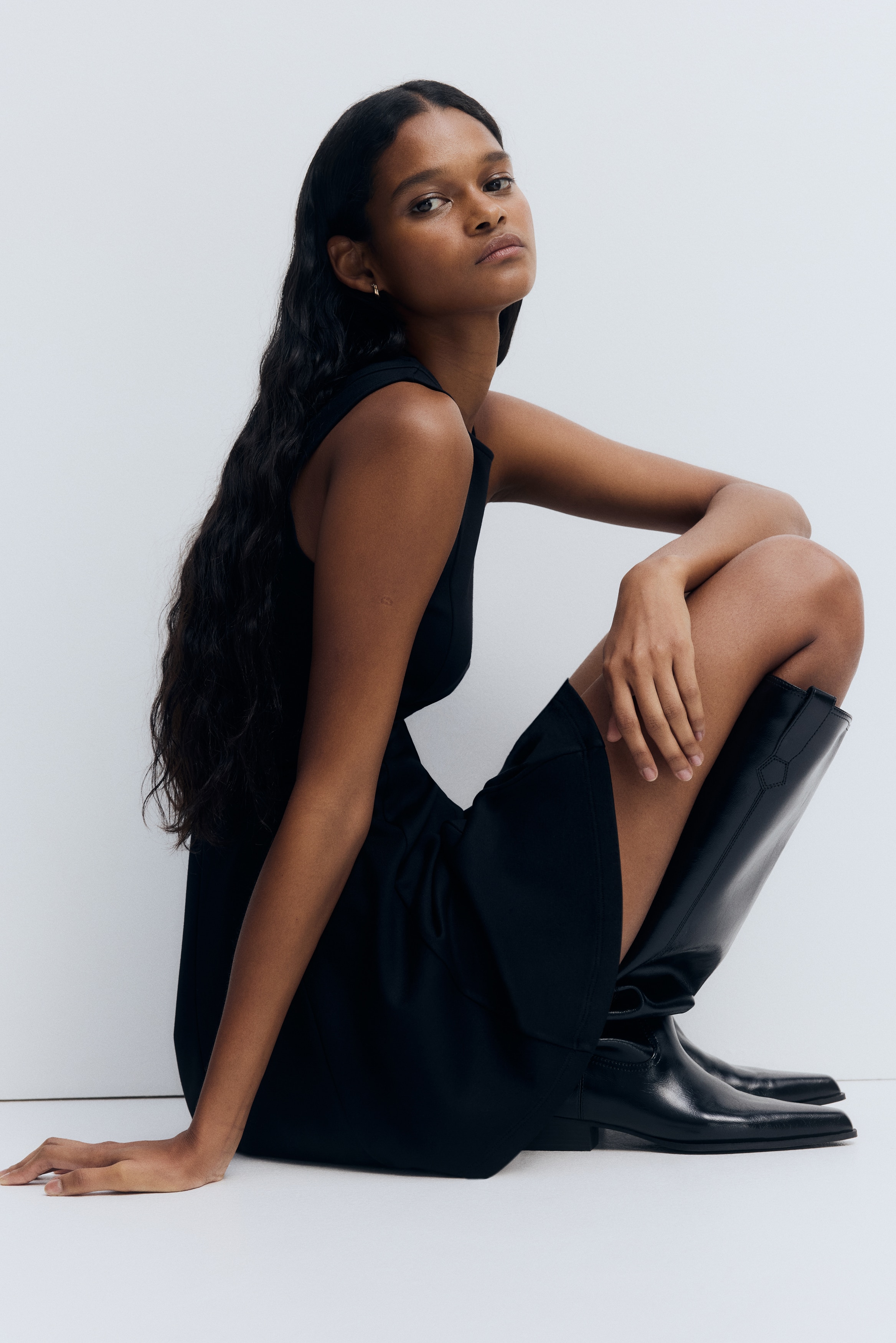 Εβαζέ φόρεμα από ζέρσεϊ ποντοστόφα - Μαύρο/Δαμασκηνί