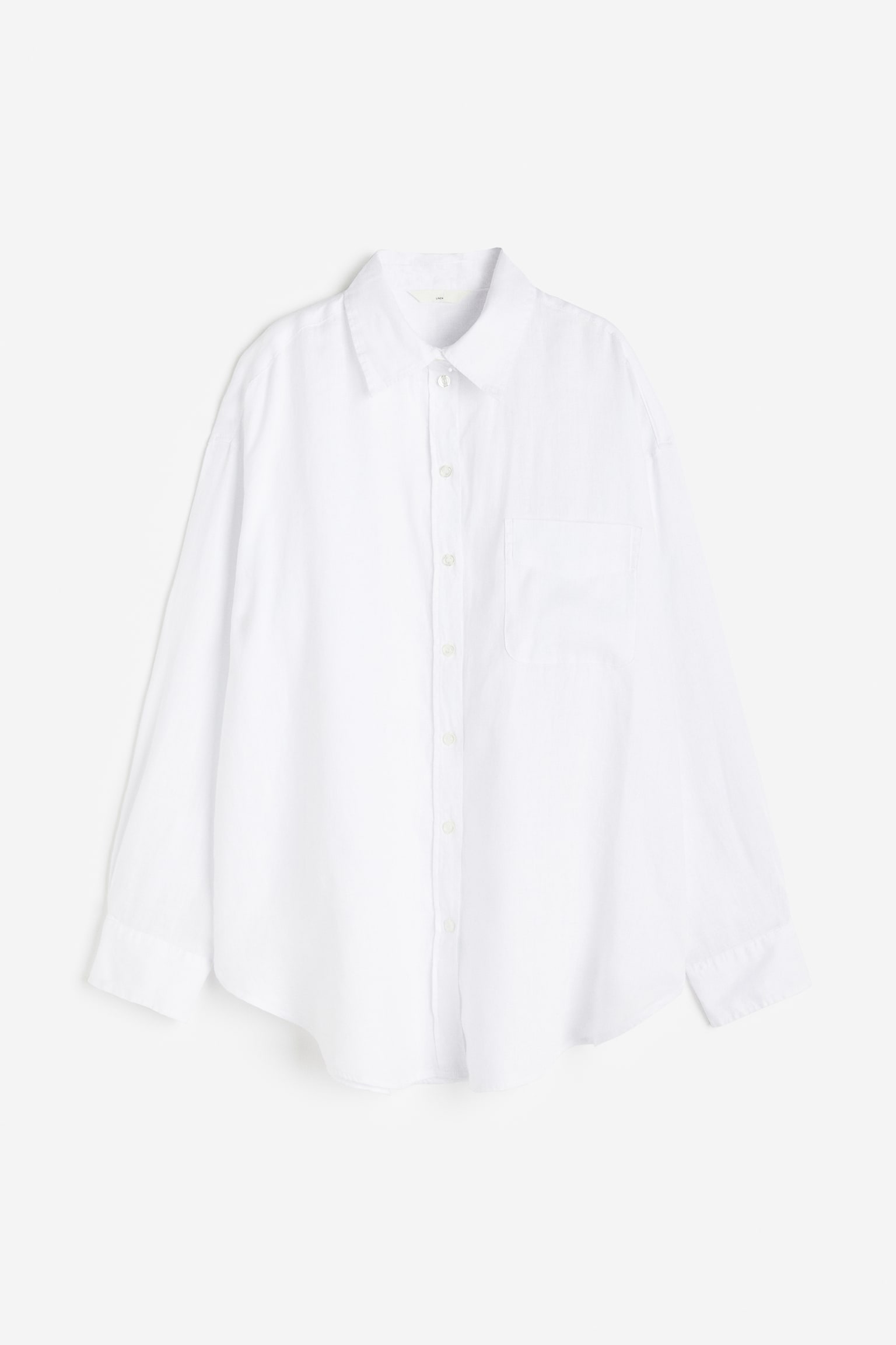 Oversized Linen Shirt - White/Blue/Black - 1