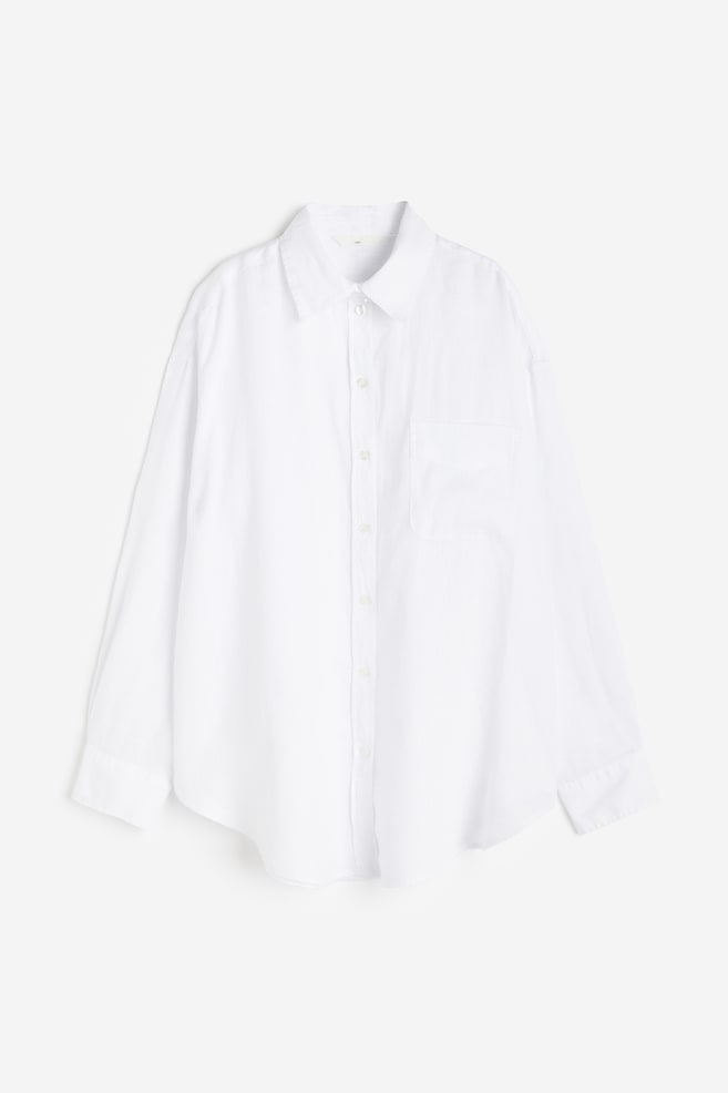 Oversized skjorte i hør - Hvid/Blå/Hvidstribet/Cerise/Blå/dc/dc/dc - 2