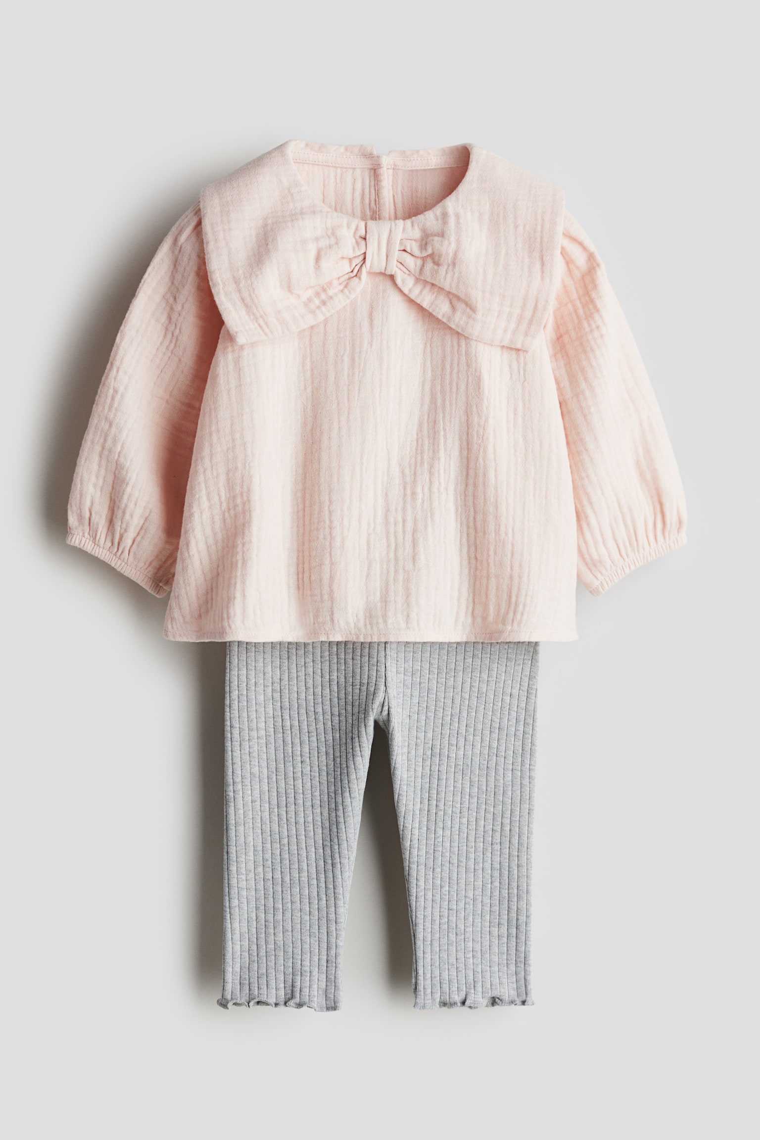 2-piece blouse and leggings set - Light pink/Grey - 1