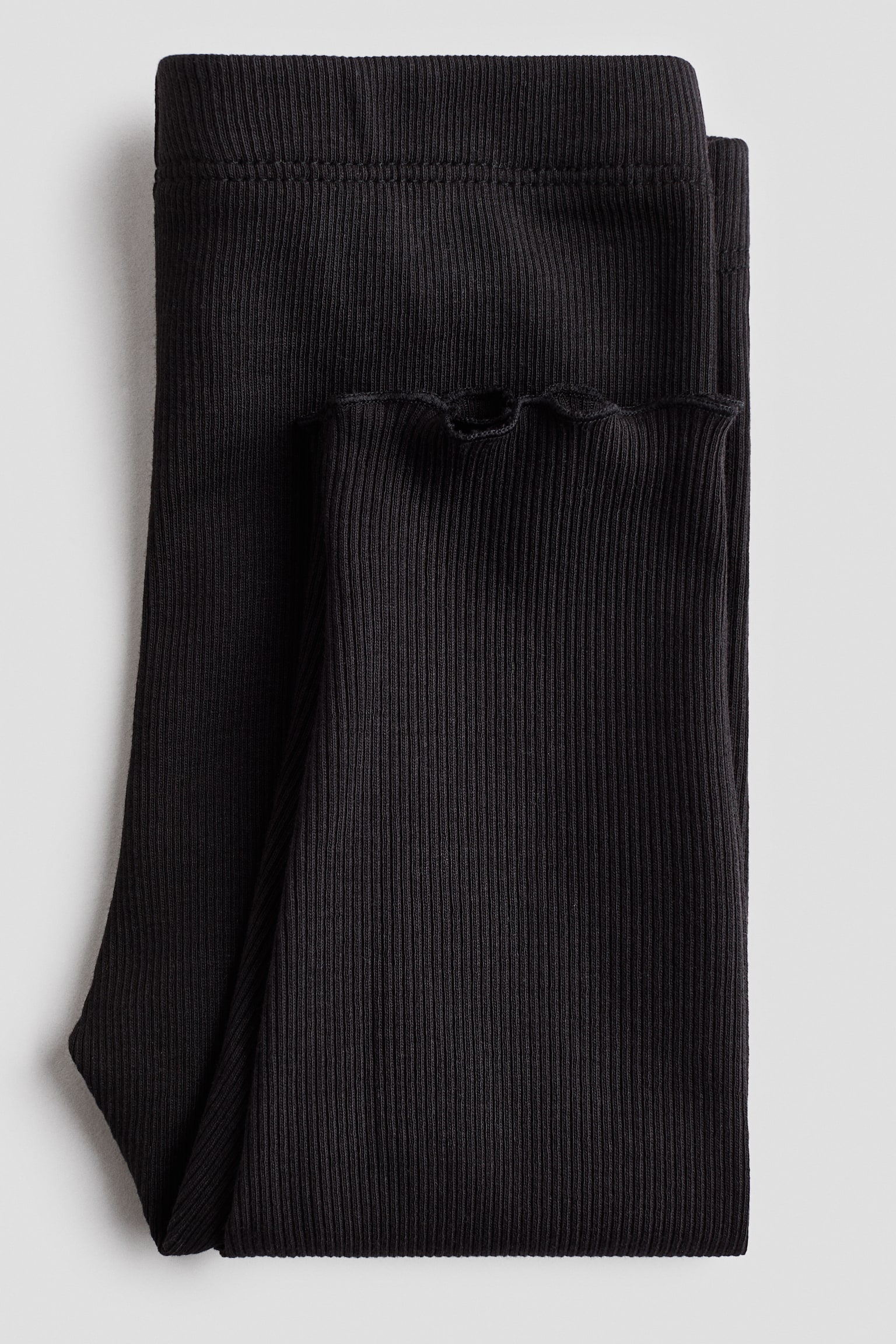 Leggings in cotone a coste - Nero/Rosa chiaro - 2