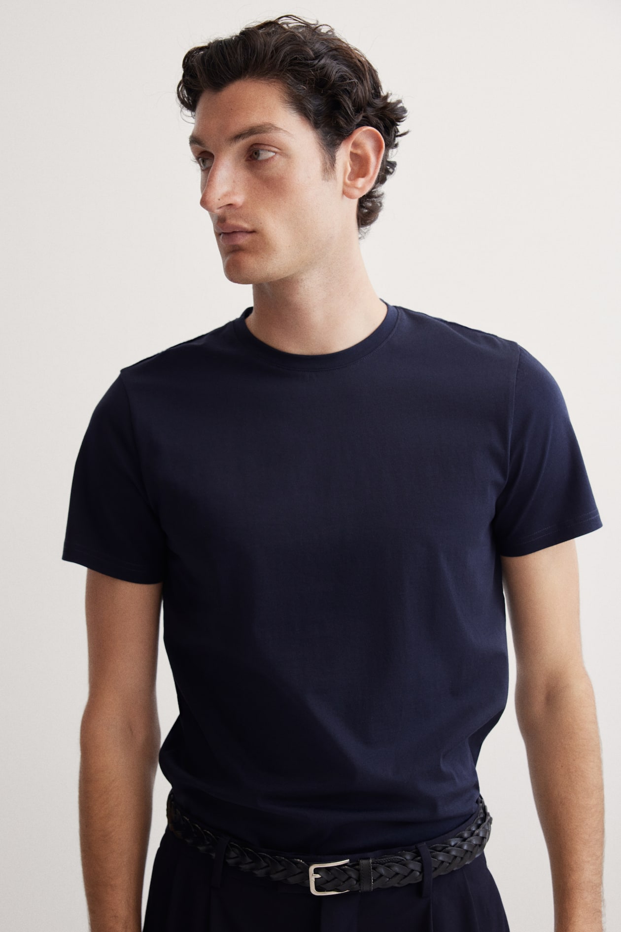 Slim Fit Pima cotton T-shirt Navy blue Men H&M IN