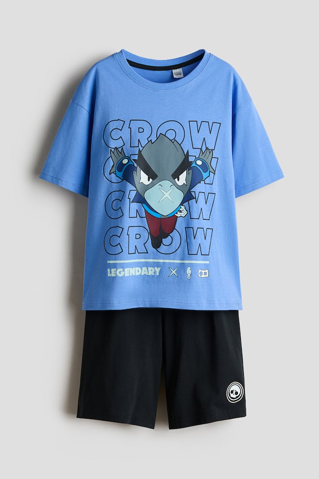 Printed cotton pyjamas - Blue/Brawl Stars/Dark grey/Minecraft - 1