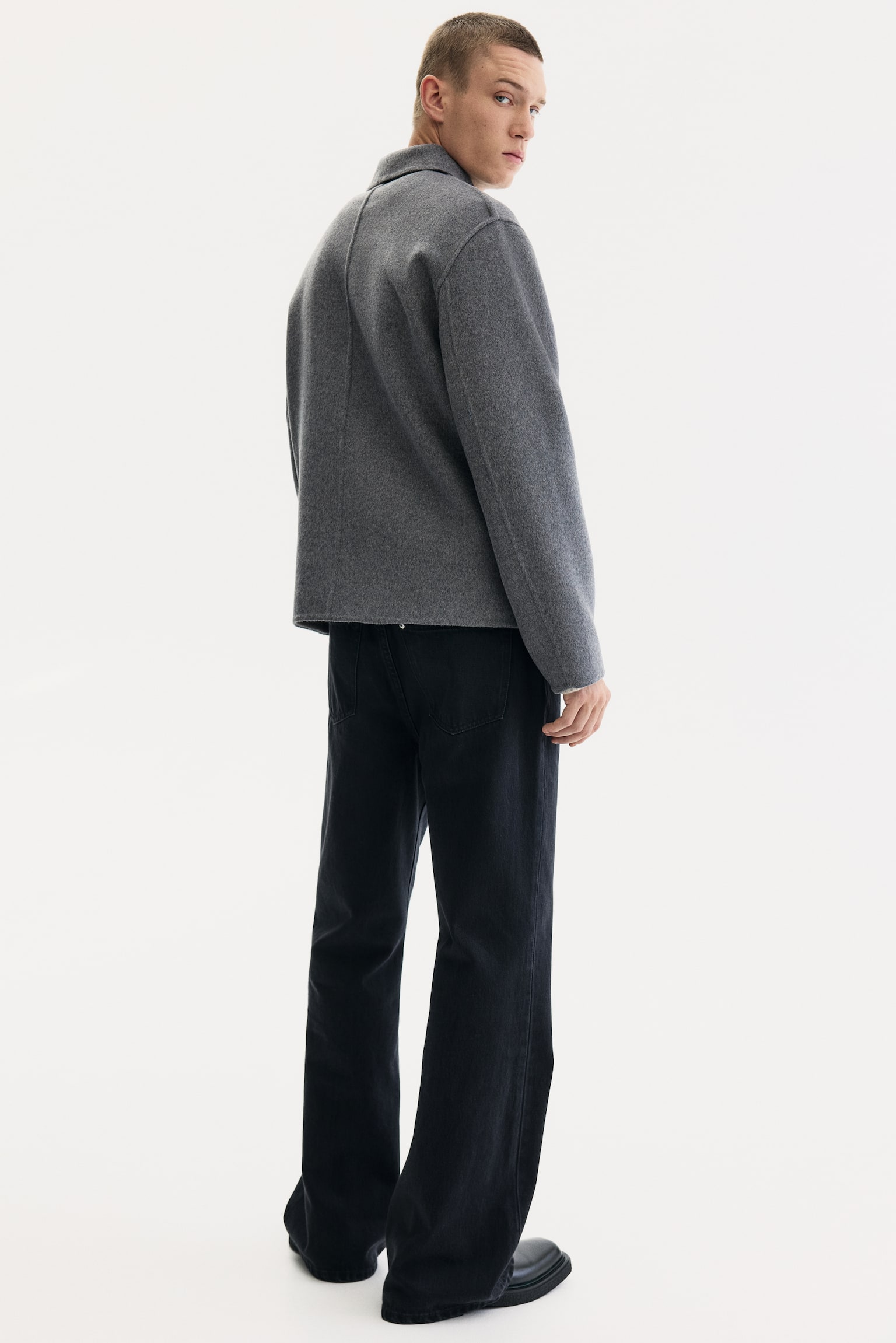 Regular-fit Wool-blend overshirt - Grey - 3