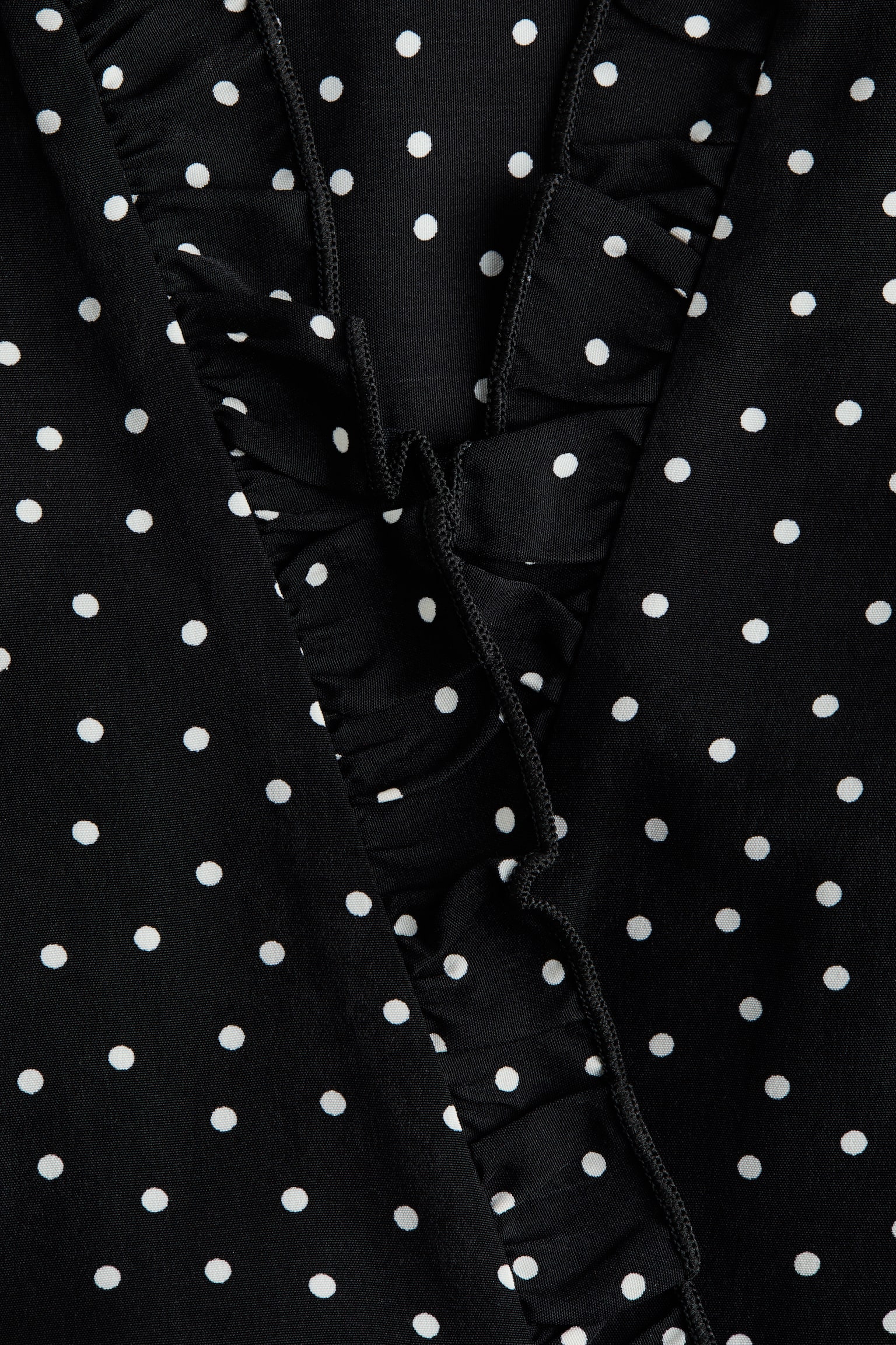 Frill-trimmed dress - Black/Spotted/Dark brown - 7