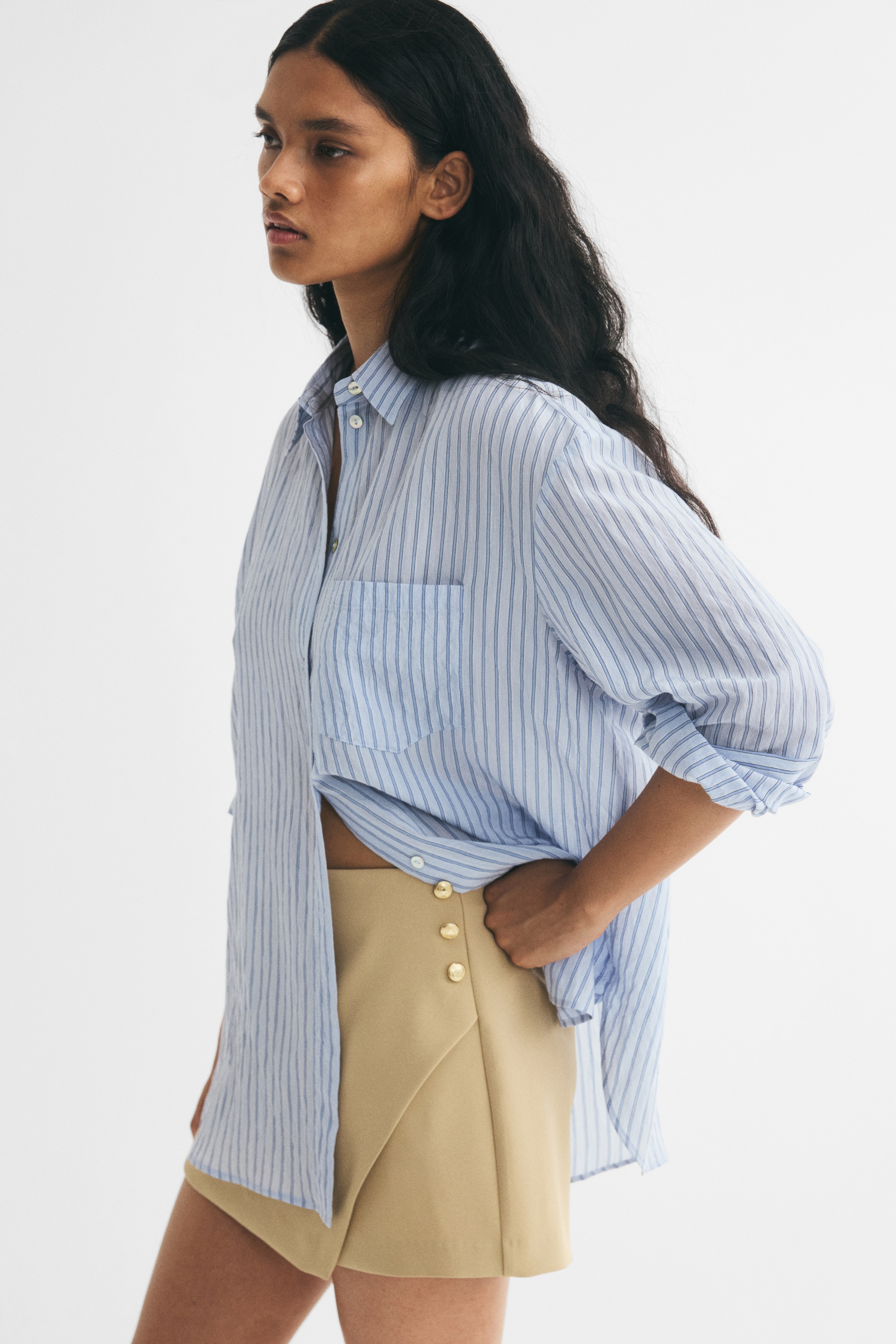 Button-Detail Wrap Skort - thumbnail 10