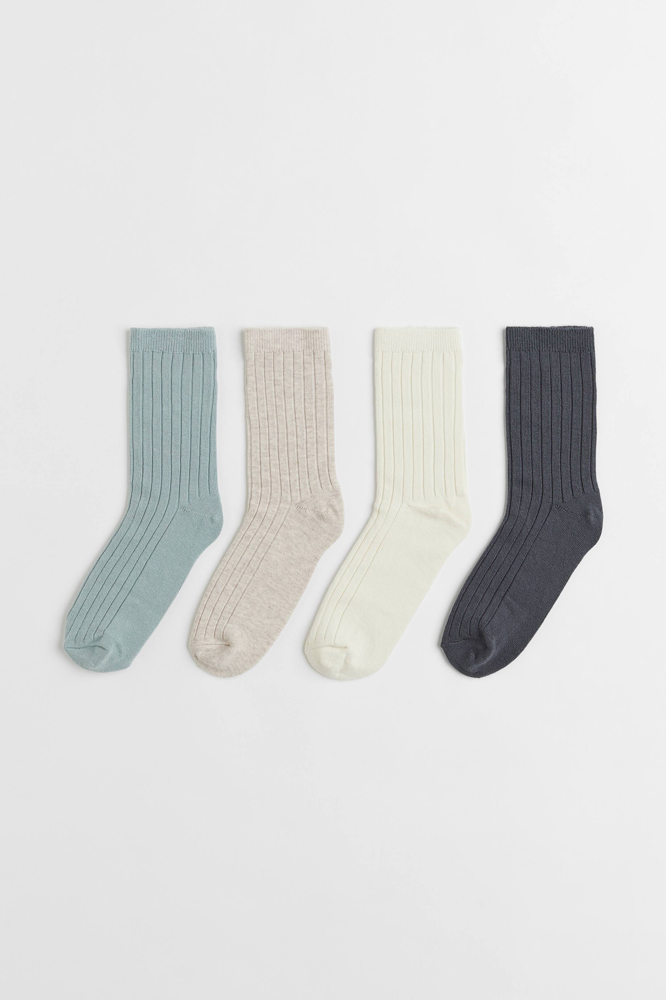 View larger image: 4-pack ribbed socks - Turquoise/Beige marl - Kids | H&M 1