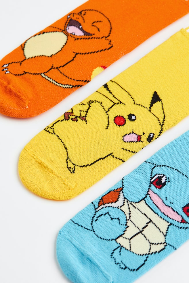7 paria sukkia - Tummanvihreä/Pokémon/Keltainen/Pokémon/Kirkkaansininen/Hämähäkkimies - 2
