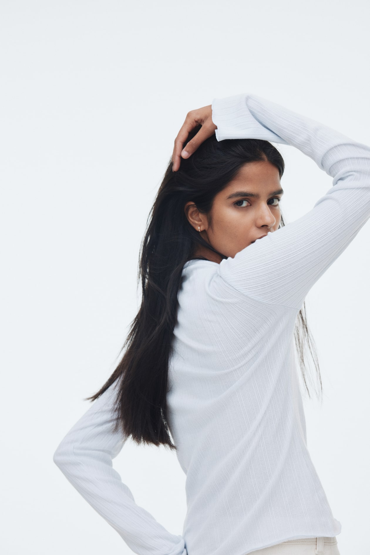 Ribbed Mock Turtleneck Top - image 2