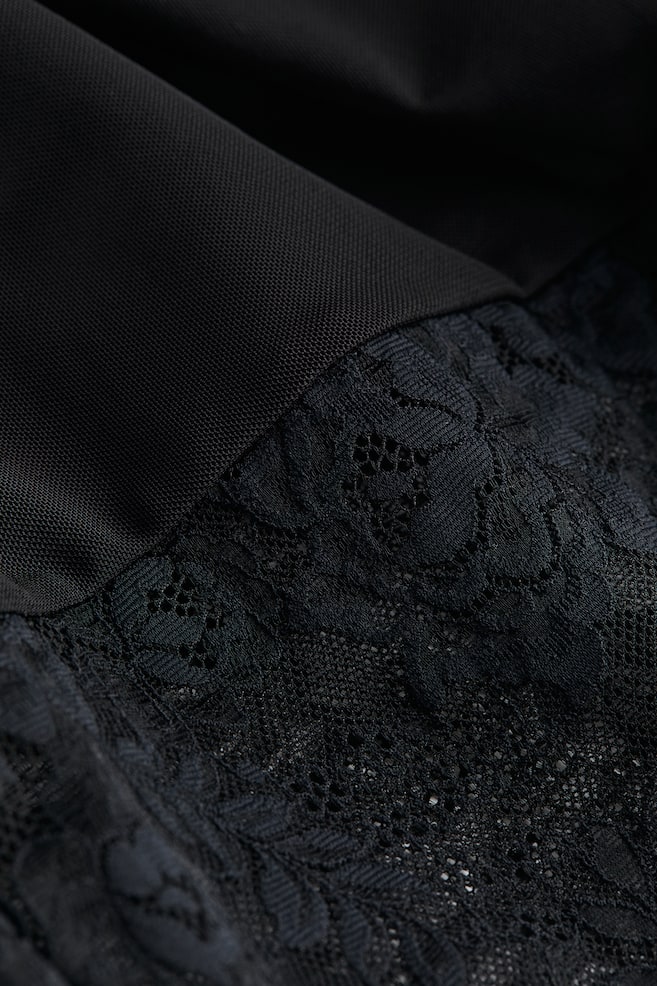 Lace-trimmed mesh dress - Black/Black/Floral - 3