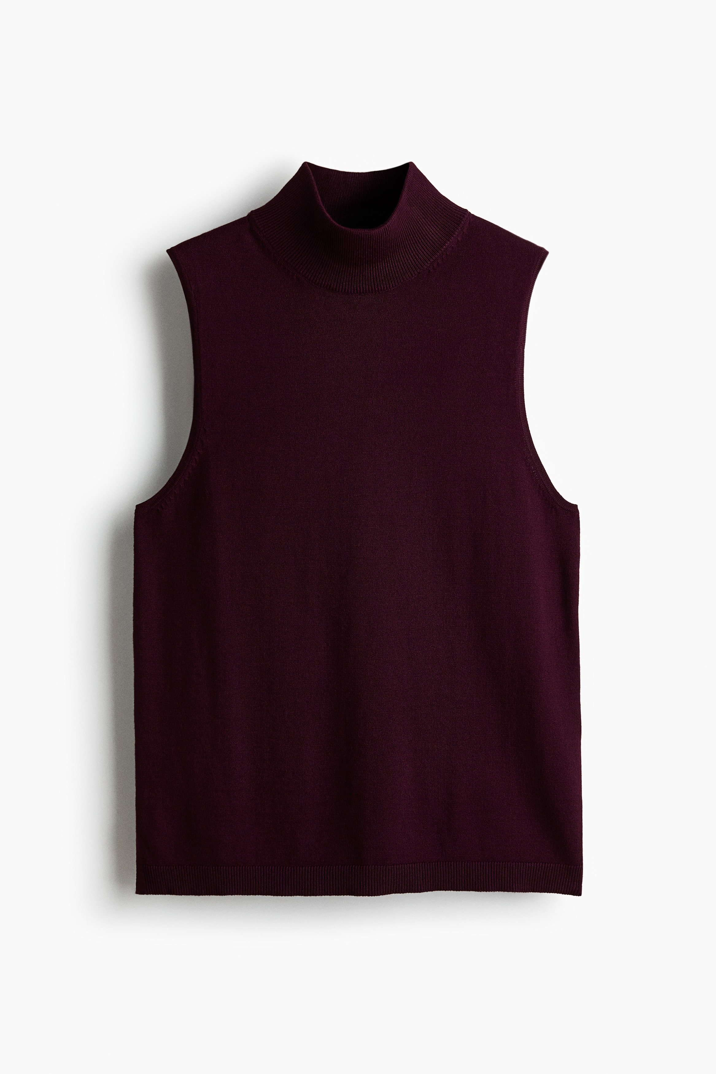 Turtleneck sweater vest - Burgundy/Beige/Cream