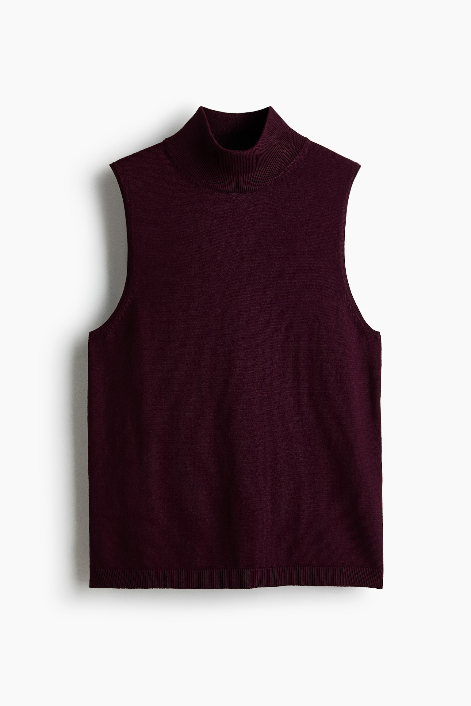 Mock Turtleneck Sweater Vest - Burgundy/Cream/Beige - 1