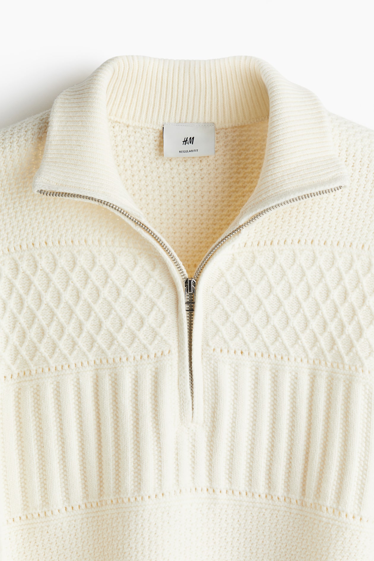 Men’s Cream Regular-Fit Pattern-Knit Sweater | H&M US
