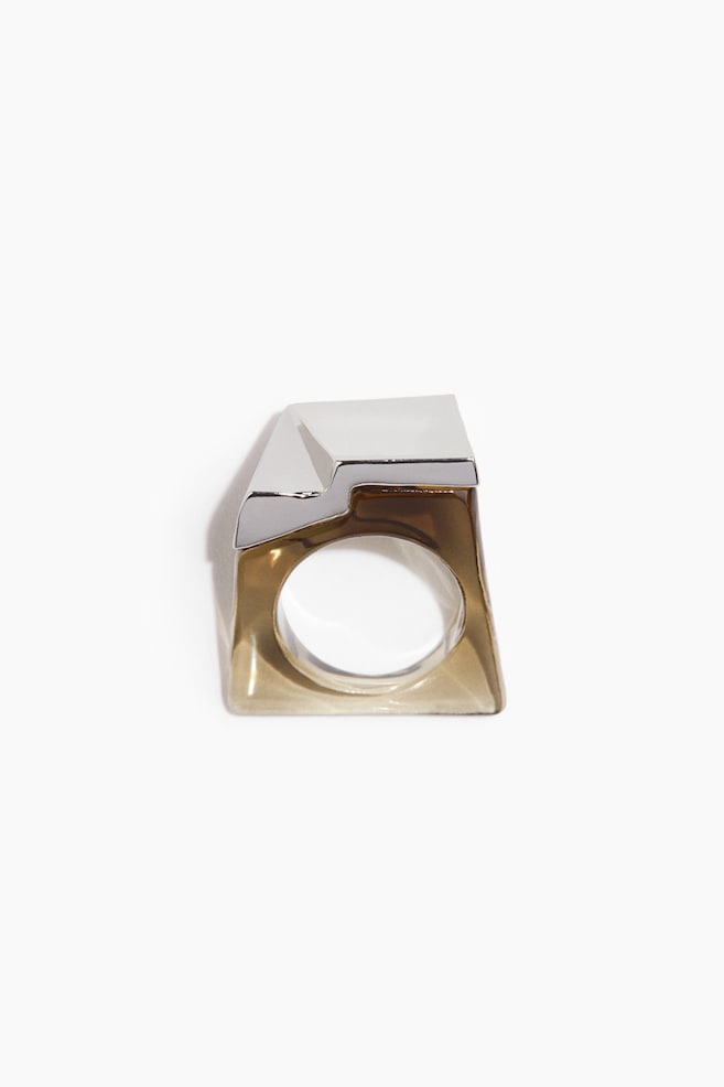Geometric Ring - Silver-colored/beige - 1