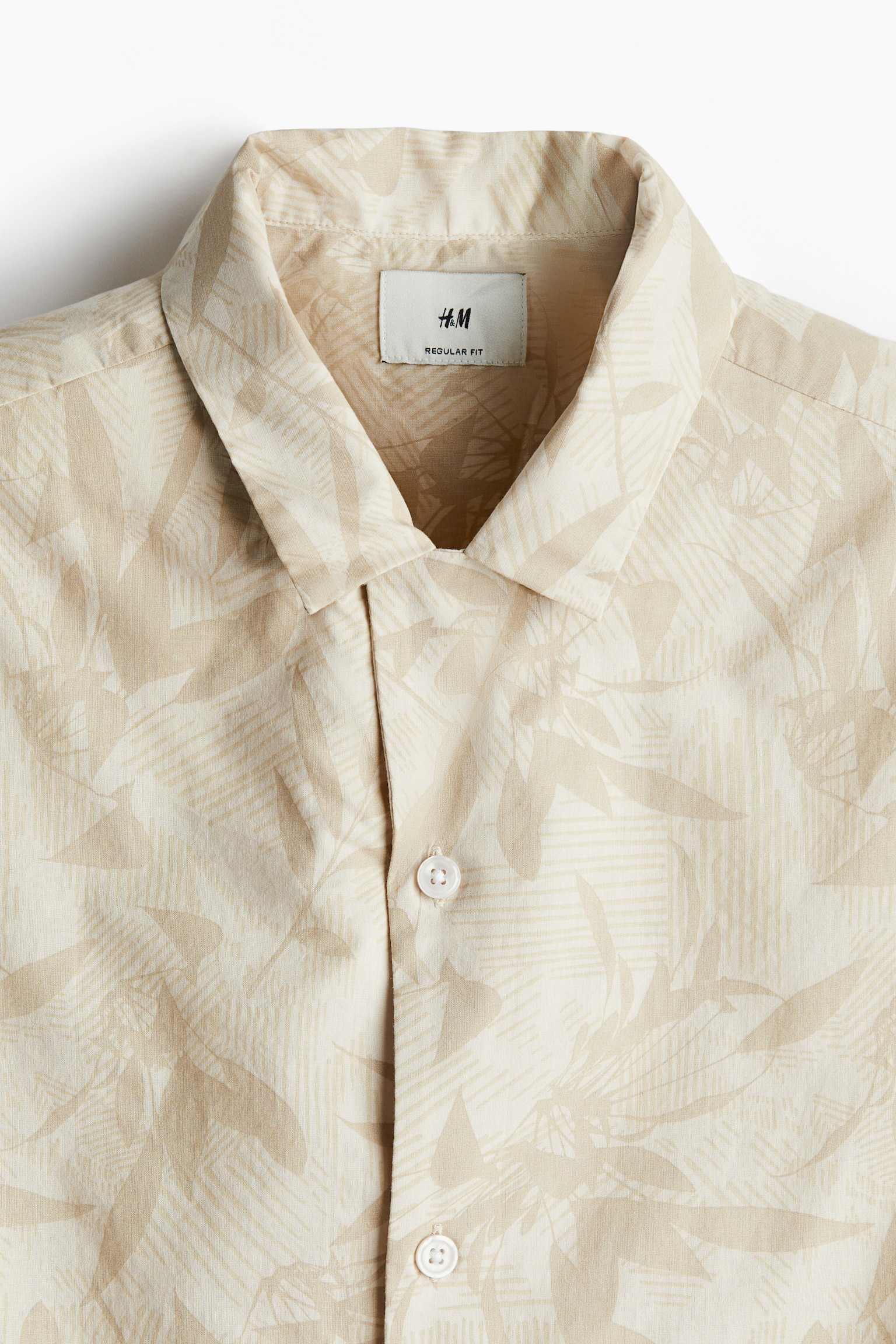 Regular Fit Printed resort shirt - Beige/Leaf-patterned/Green/White striped/Blue/White striped/Light beige/Striped - 3