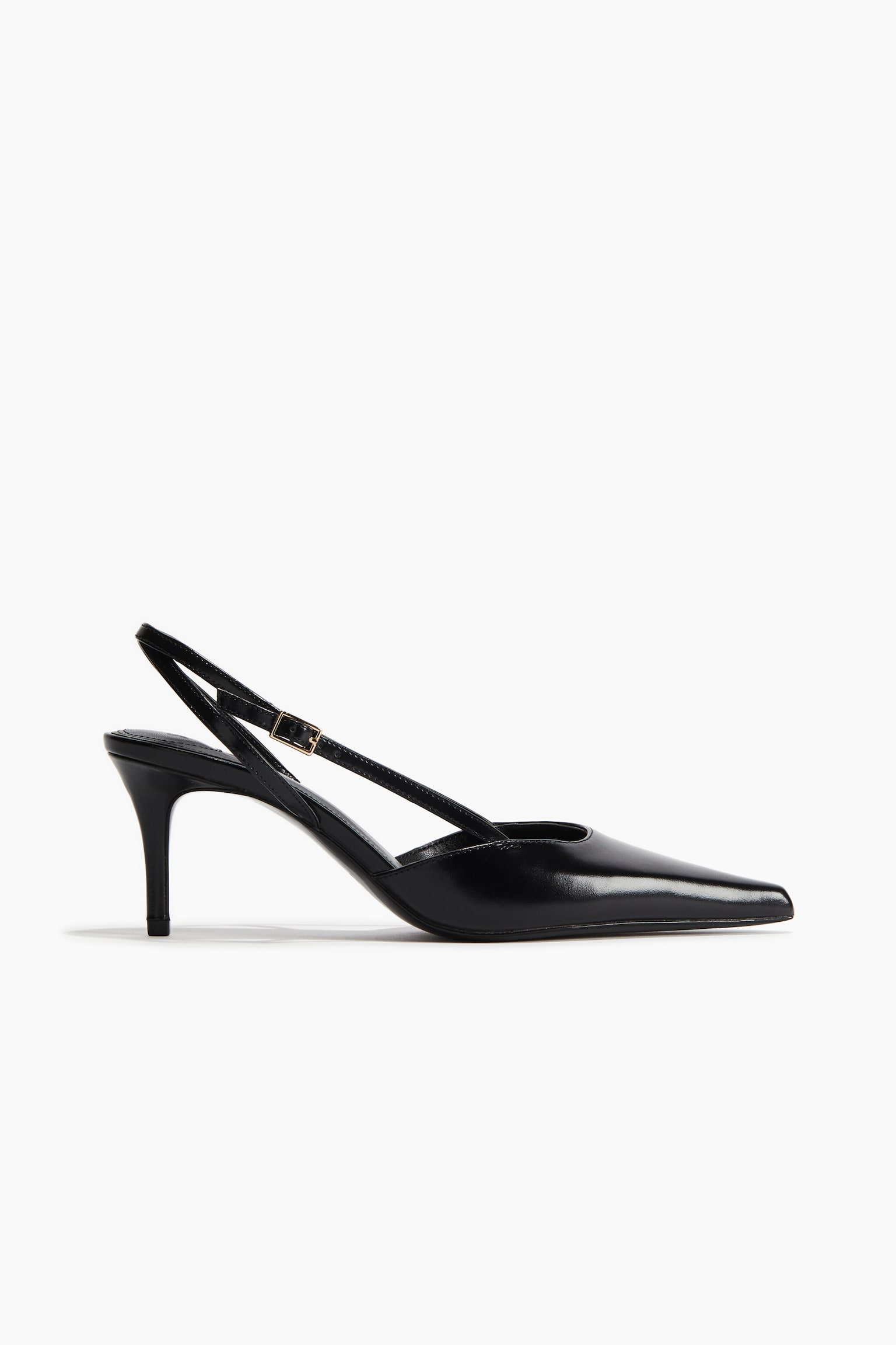 Pointed Slingback Pumps - Black - 4