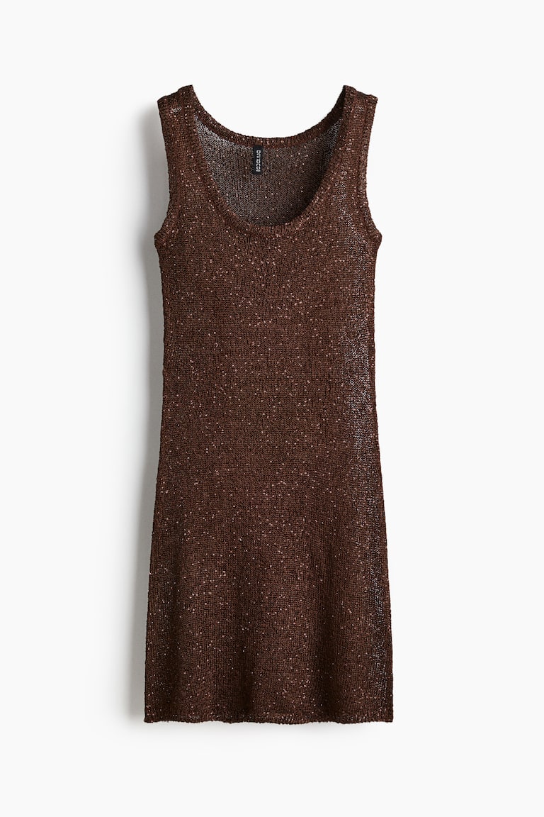 h&m brown sequin dress Ladies - Dark Brown Sequined Beach Dress - Size: XL