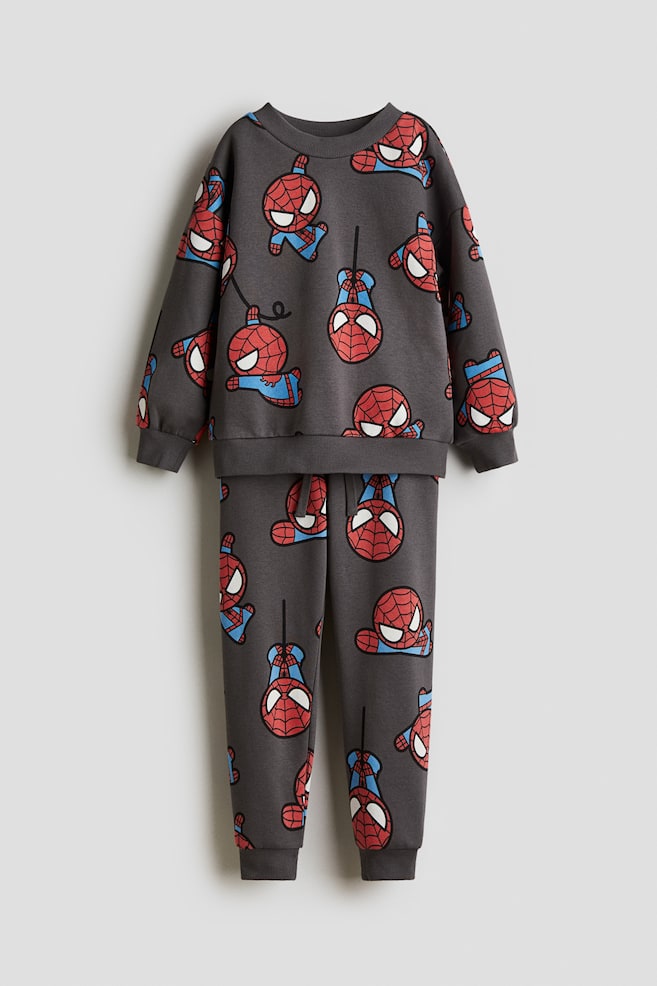 2-piece Printed Sweatsuit - Gray/Marvel Comics/Turquoise/Minions - 1