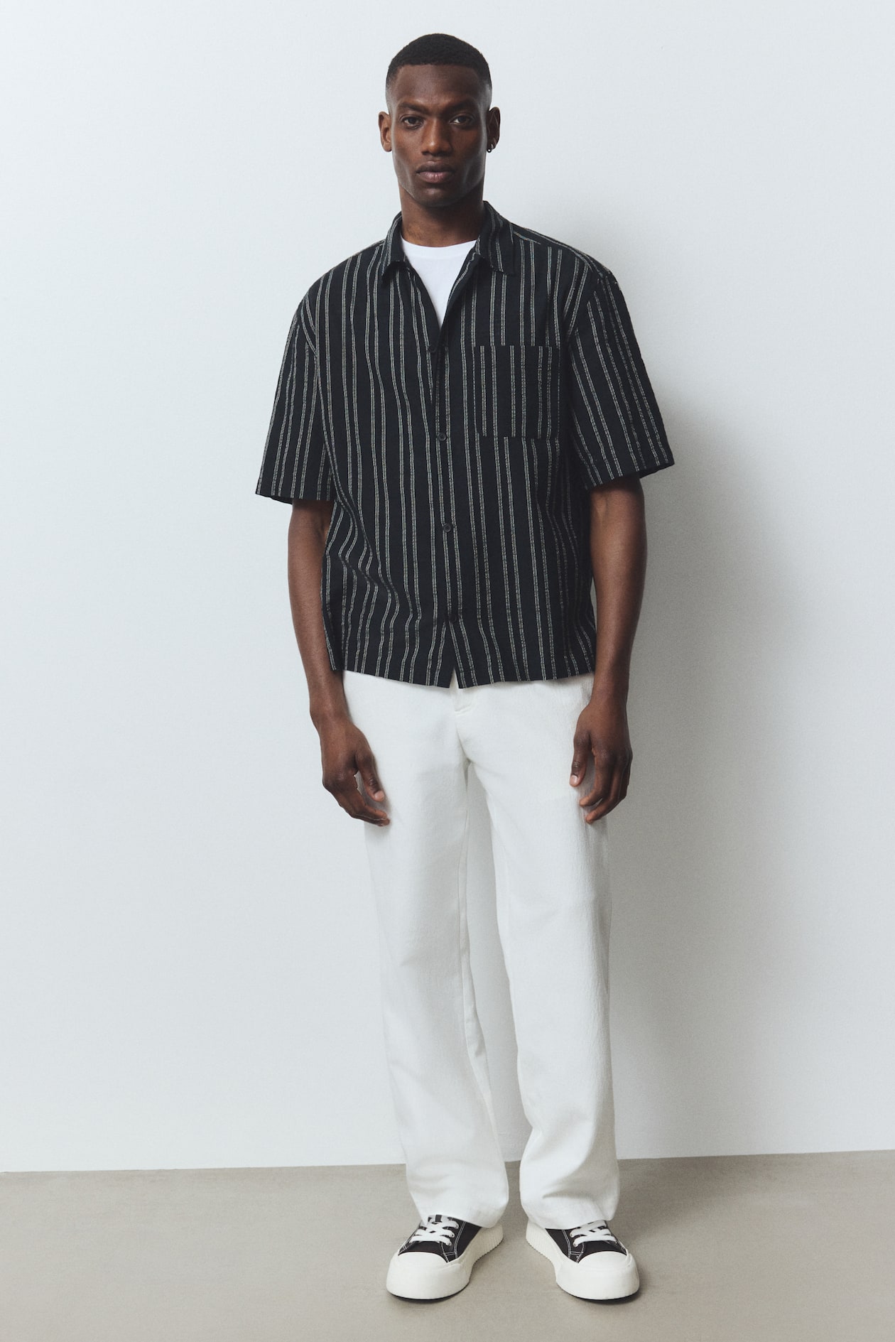 black white striped dress shirt White & Black Striped Tuxedo Shirt – John Craig main image 0