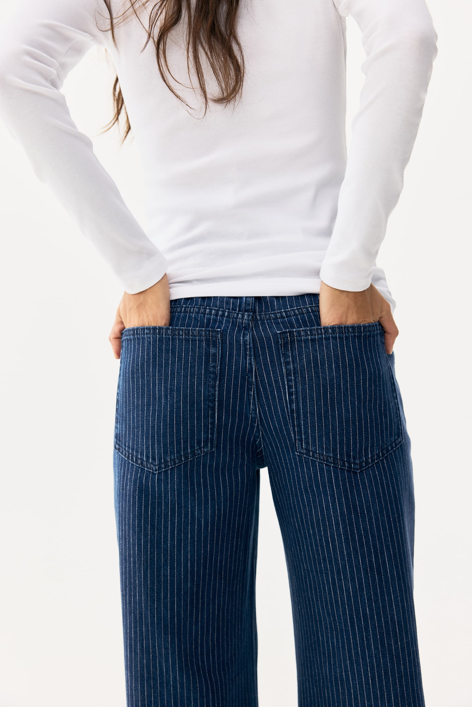 MAMA Wide jeans - כחול ג'ינס כהה/פסי סיכה - 7