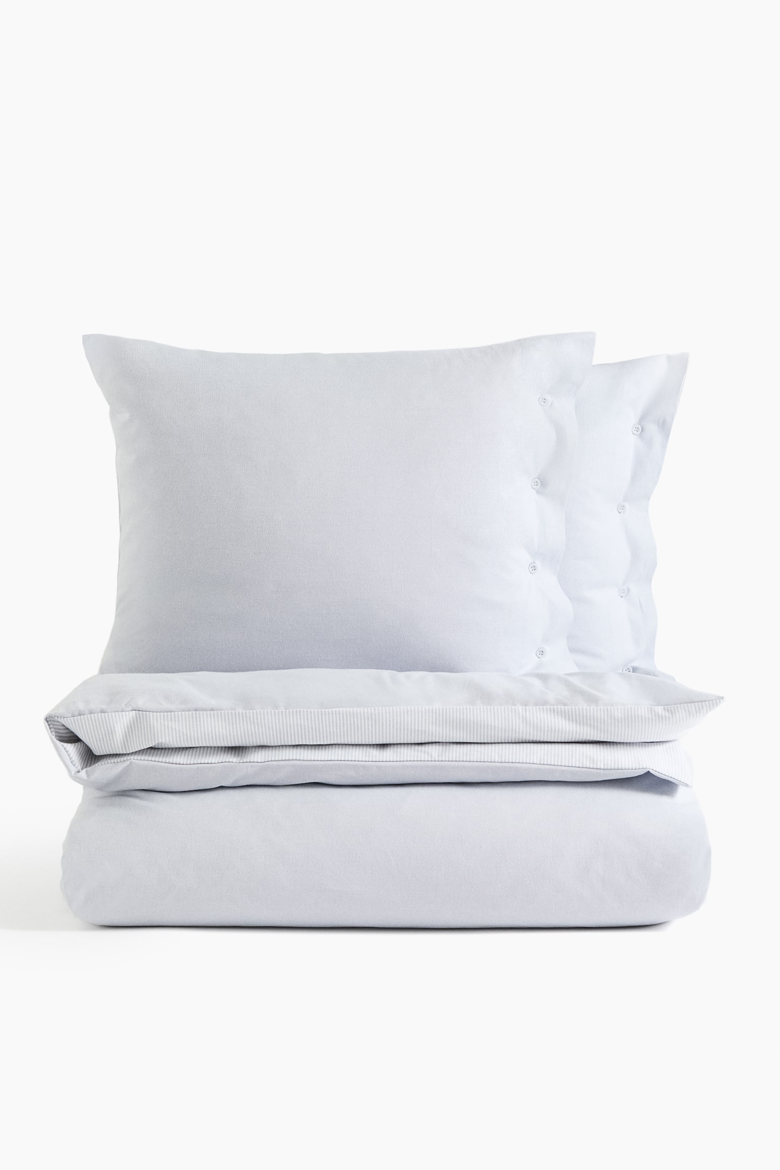Oxford King/Queen Duvet Cover Set - Pale dusty blue/striped/Light beige/striped