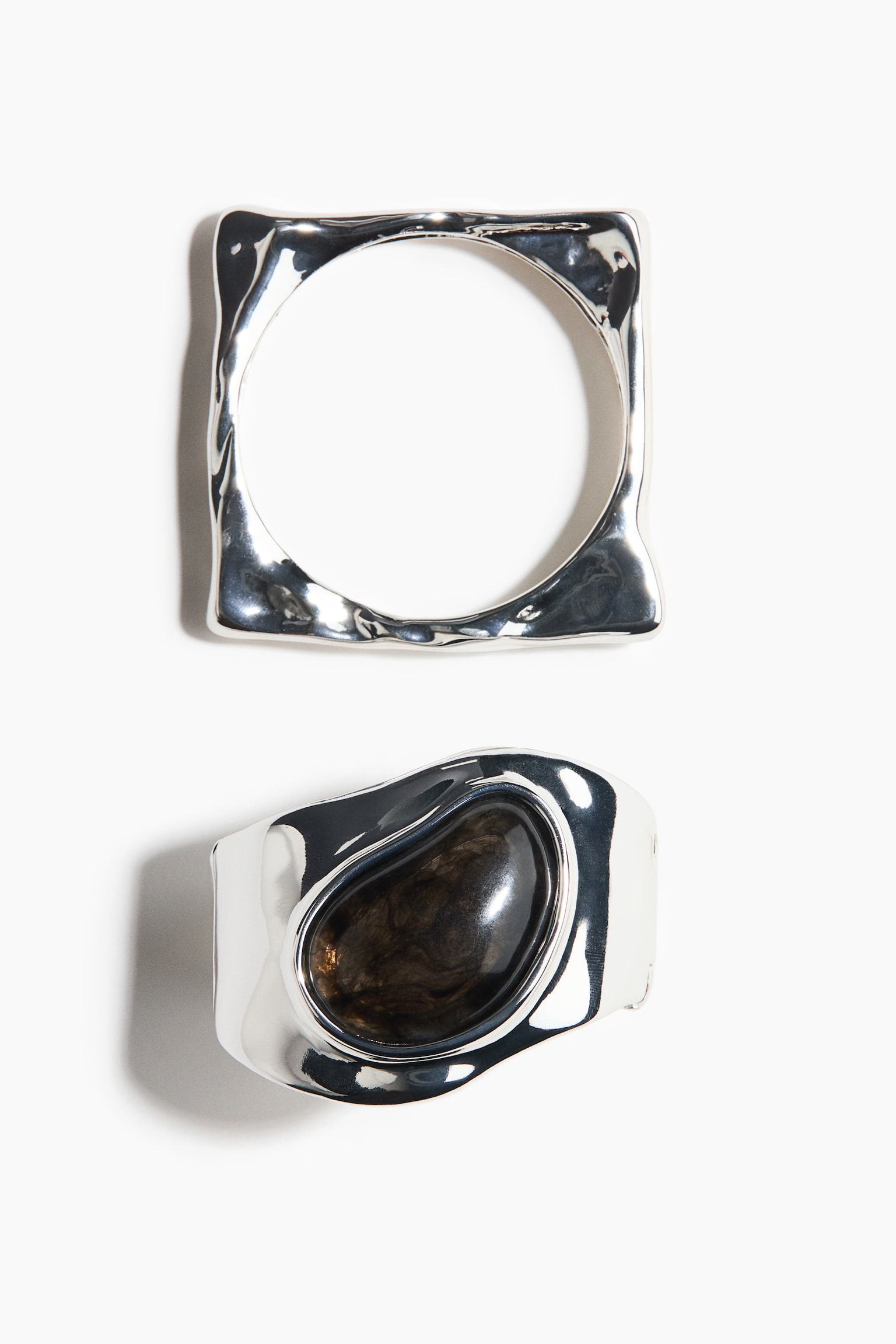 2-pack hinged bangles - Silver-coloured - 2