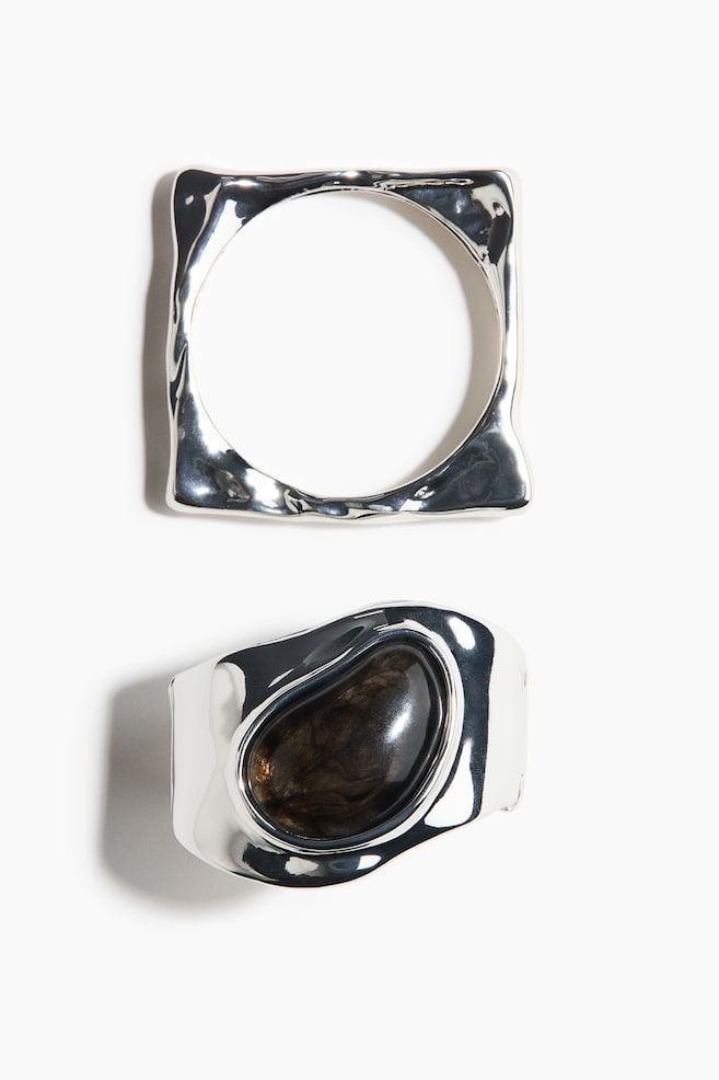 2-Pack Hinged Bangles - Silver-colored - 1