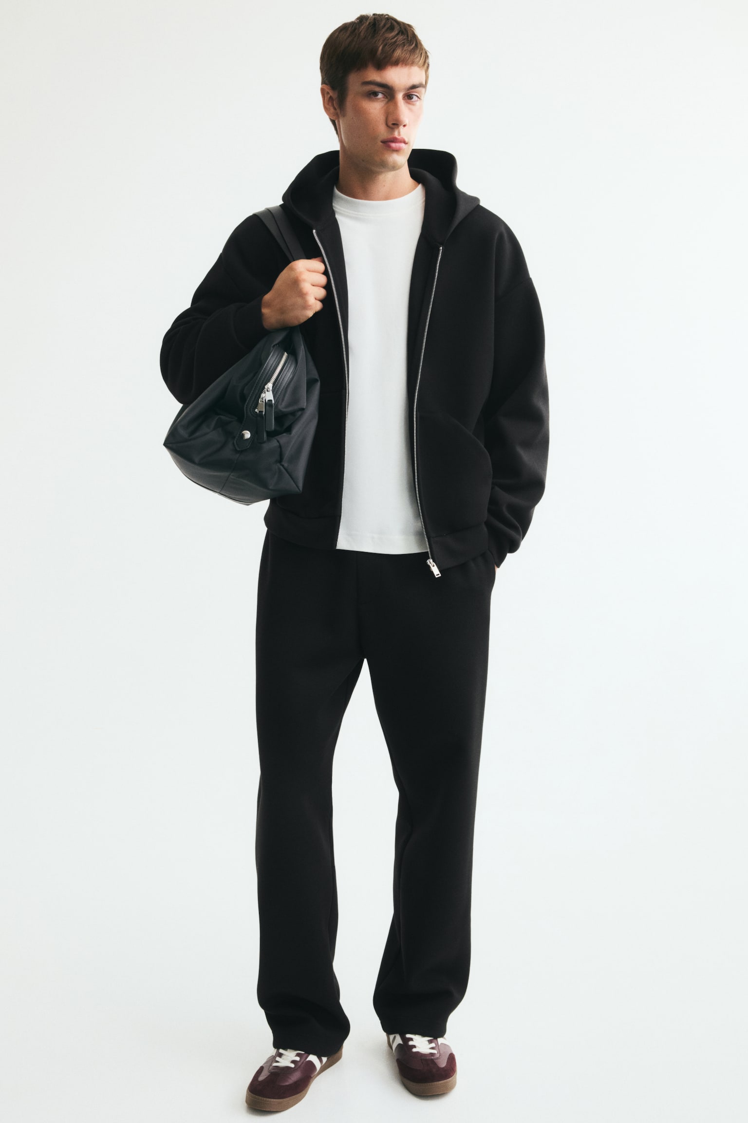 Мужская куртка H&M Oversized Interlock Hooded, цвет: Чёрный — фото 3