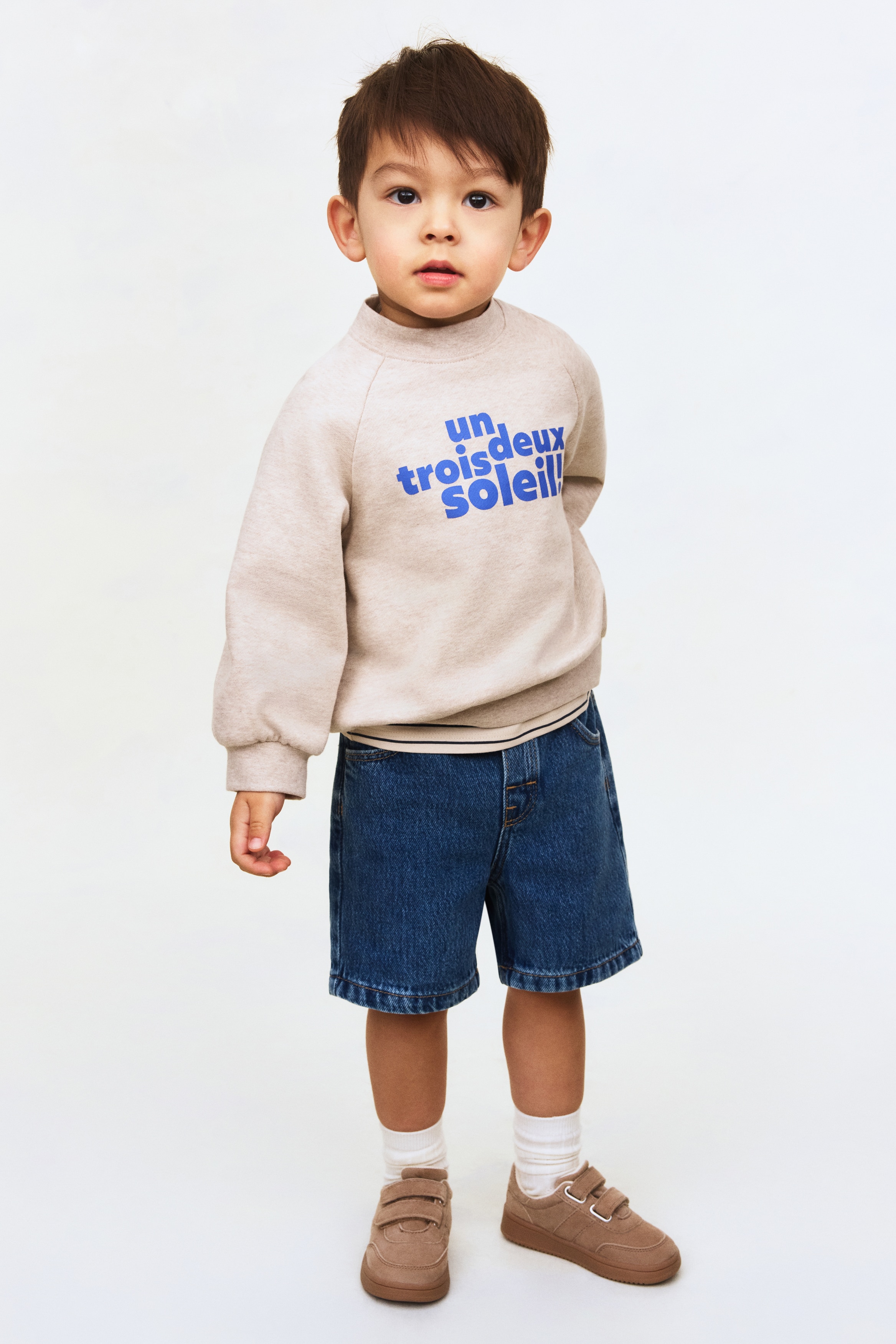 Short en denim - Bleu denim/Gris foncé