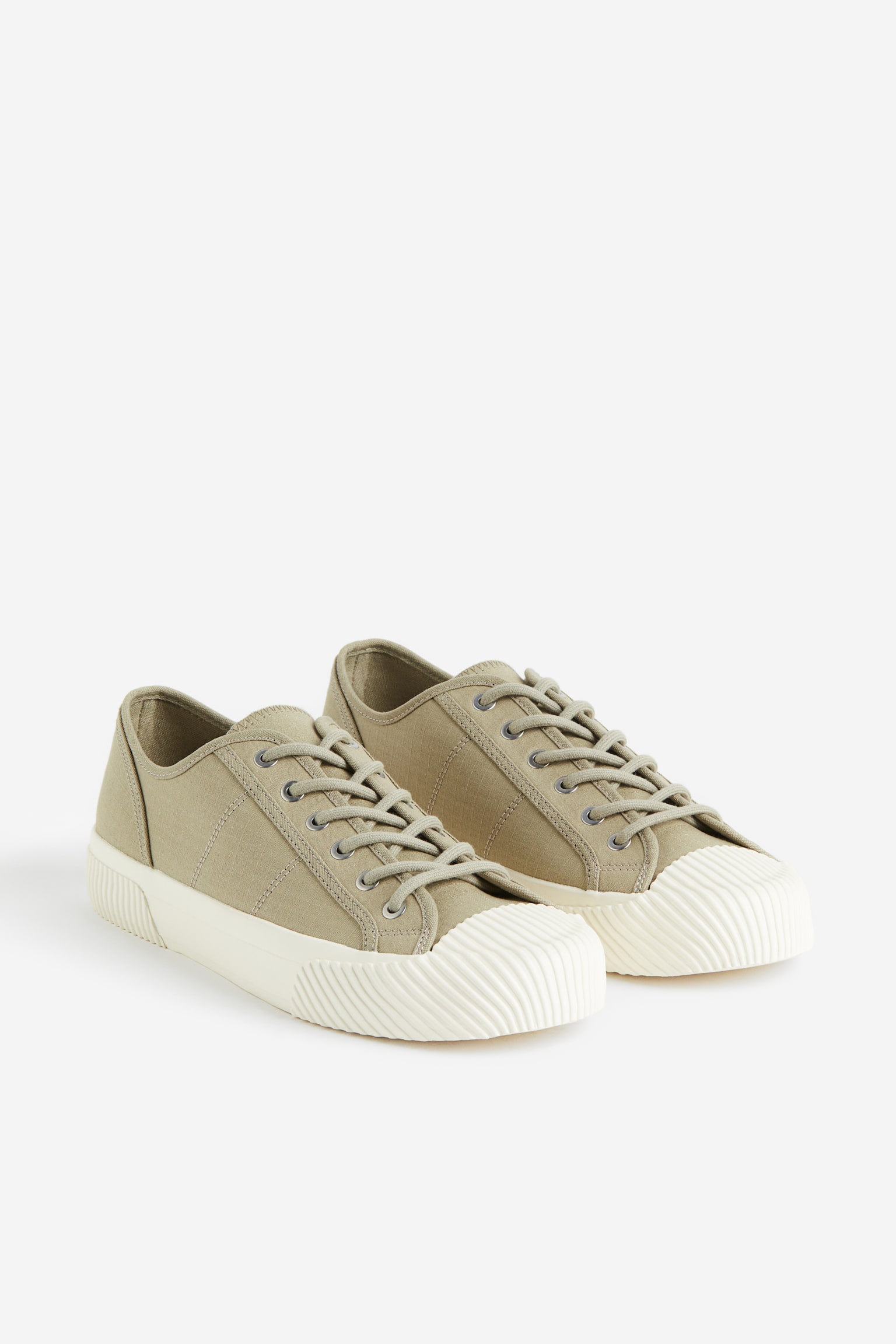 Canvas Sneakers - Khaki green/Navy blue/Cream/Beige - 3