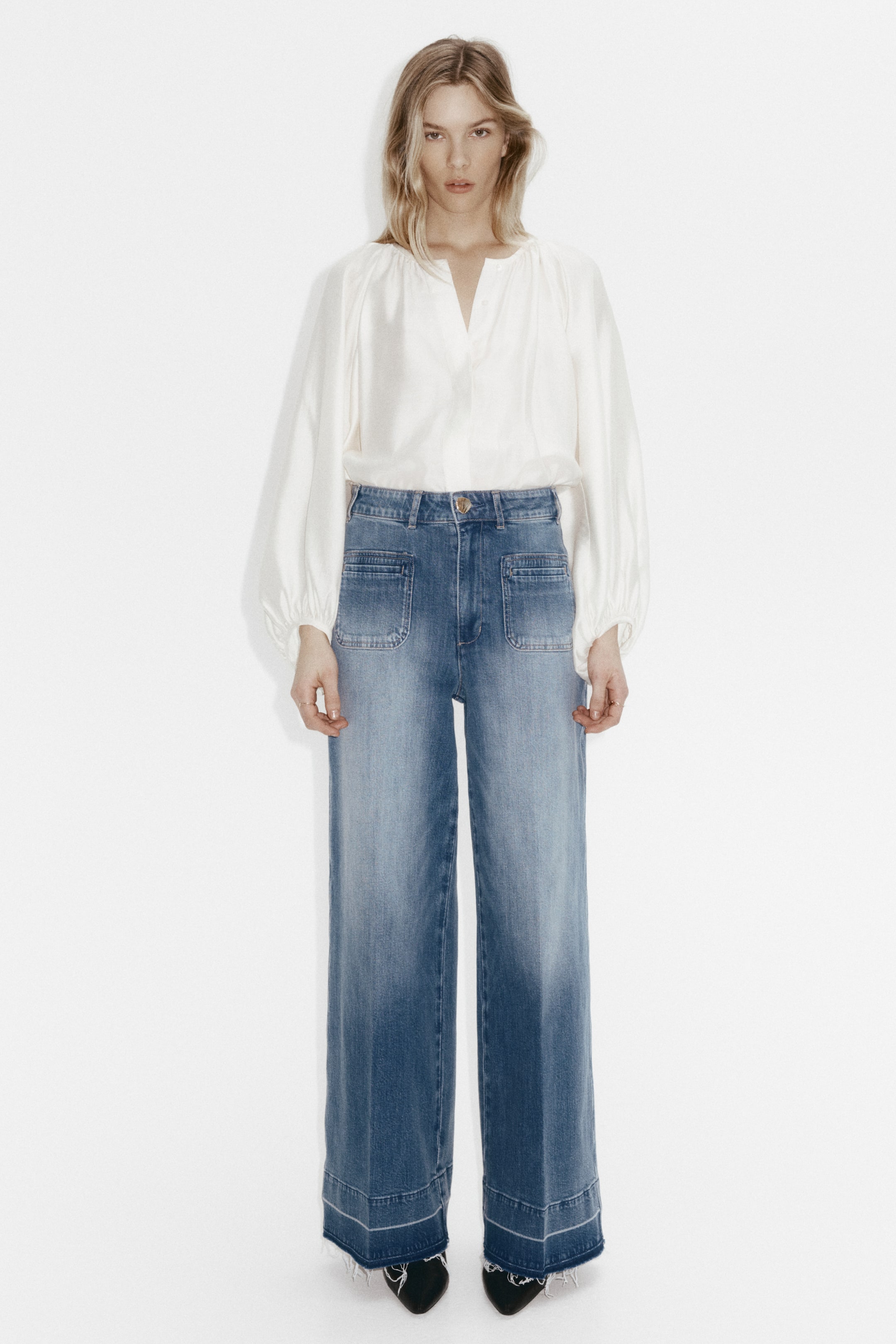 Jean taille haute avec jambes larges