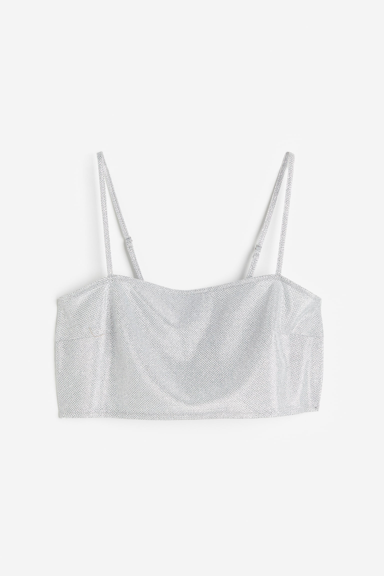 Glittery tie-detail bralette top - Silver-coloured/Glittery/Bright blue/Glittery - 1