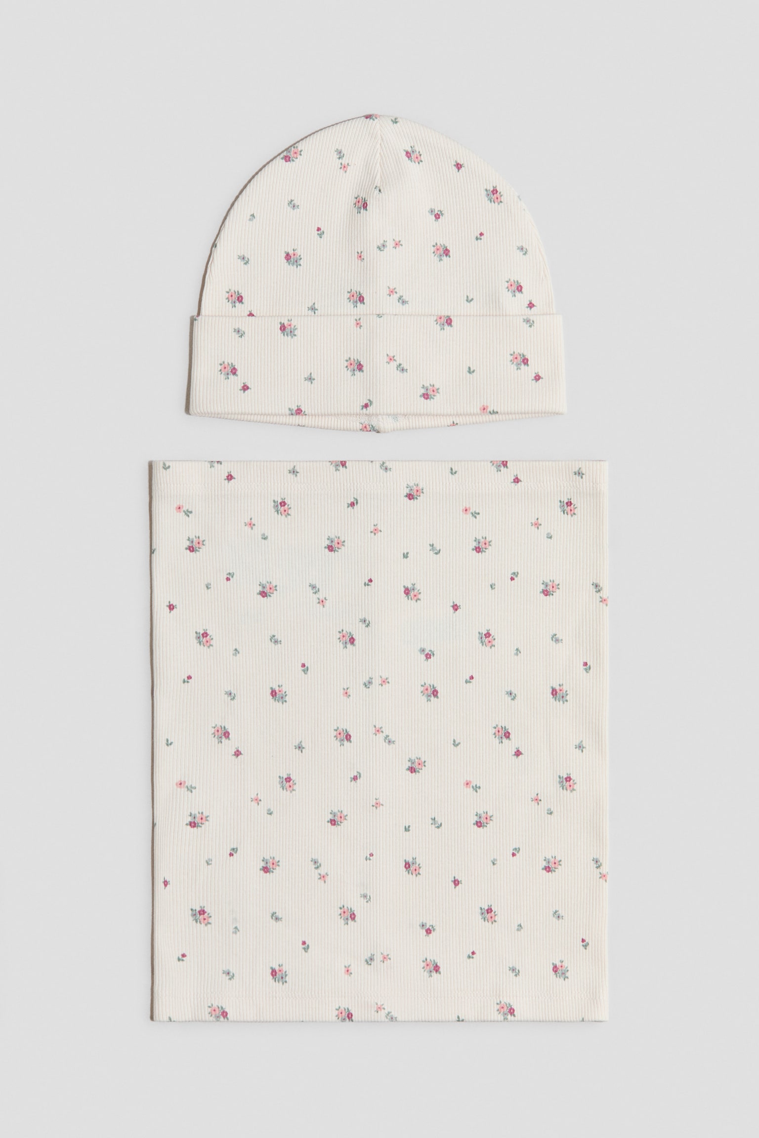 2-piece jersey set - Light beige/Floral/Light blue/Beige/Light green