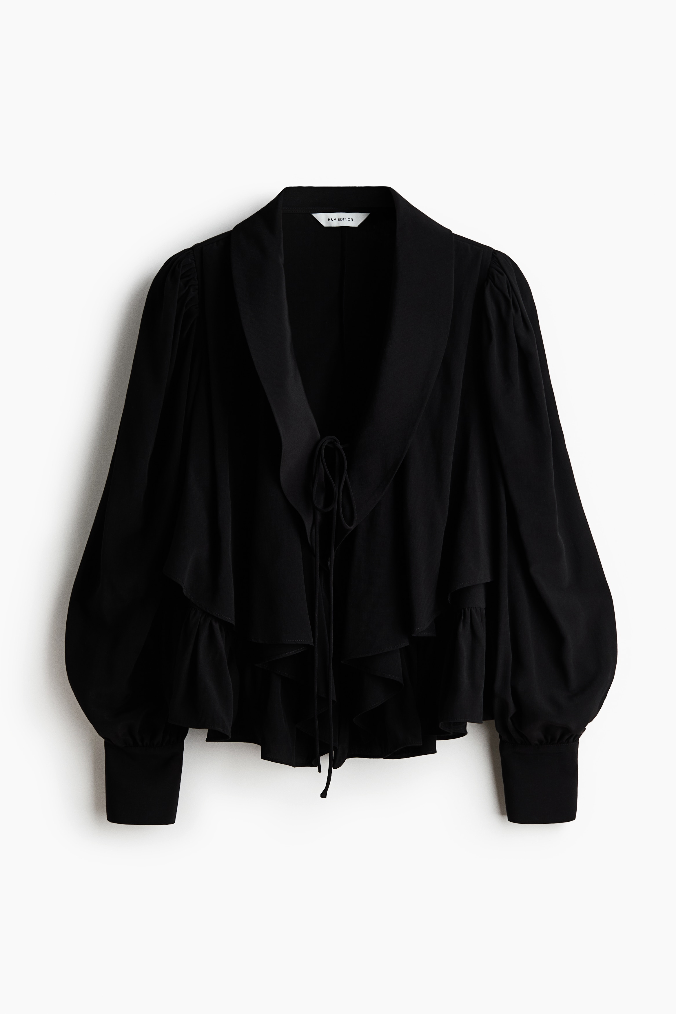 Bluse mit Schalkragen und Peplum - Schwarz