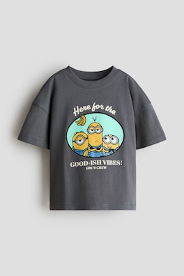 Oversized T-shirt med tryckt motiv